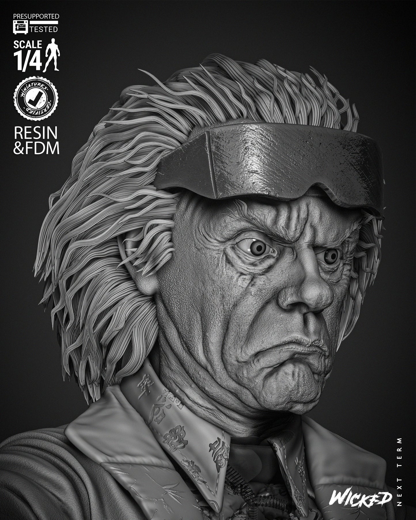 Dr Emmett Brown Doc Brown - Back to the Future - 3D Printed Bust Model Kit