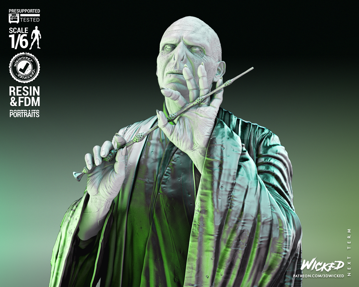 Voldemort Sculpture - 1/6 or 1/12 scale (379mm or 190mm) Fan Art