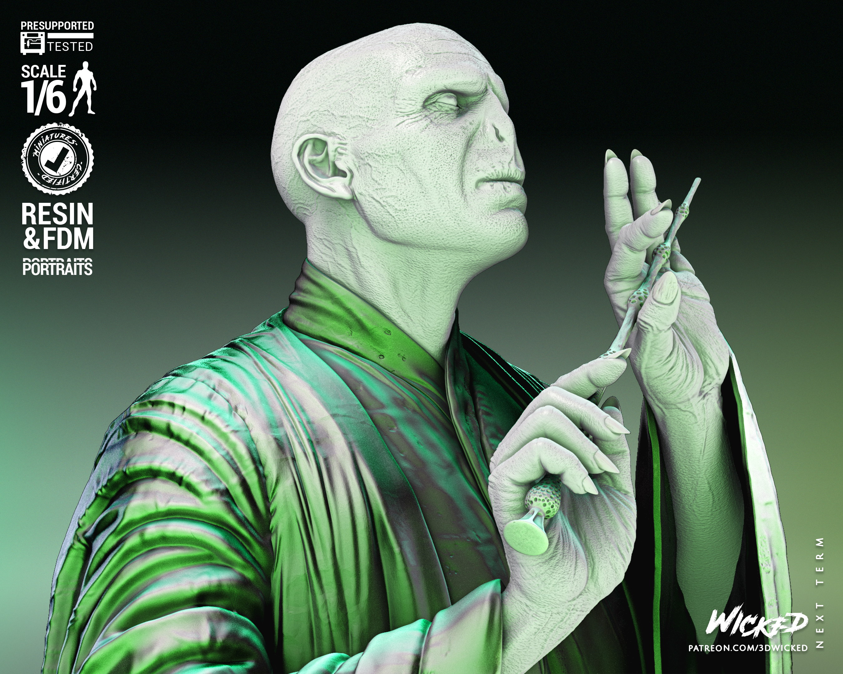 Voldemort Sculpture - 1/6 or 1/12 scale (379mm or 190mm) Fan Art