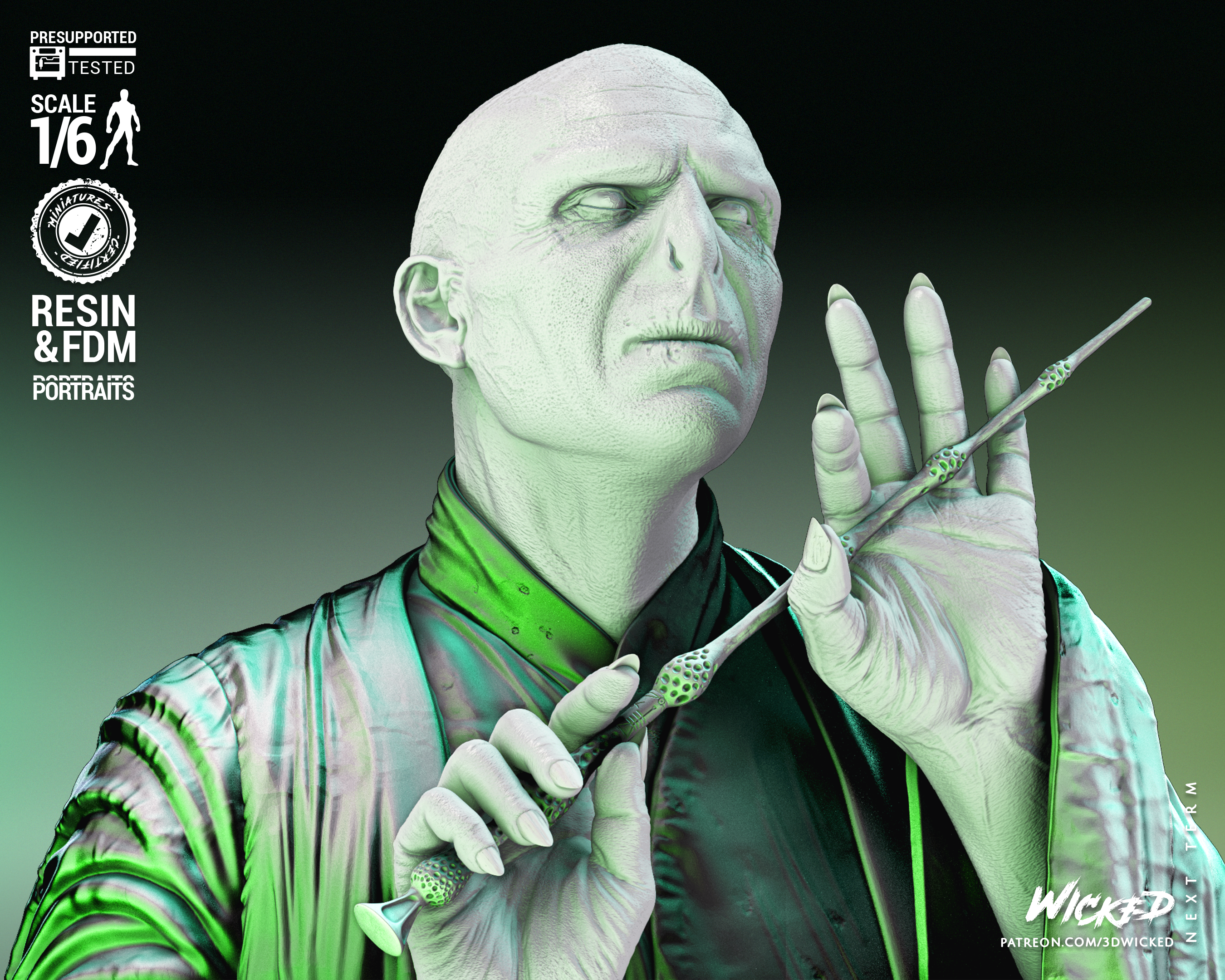 Voldemort Sculpture - 1/6 or 1/12 scale (379mm or 190mm) Fan Art