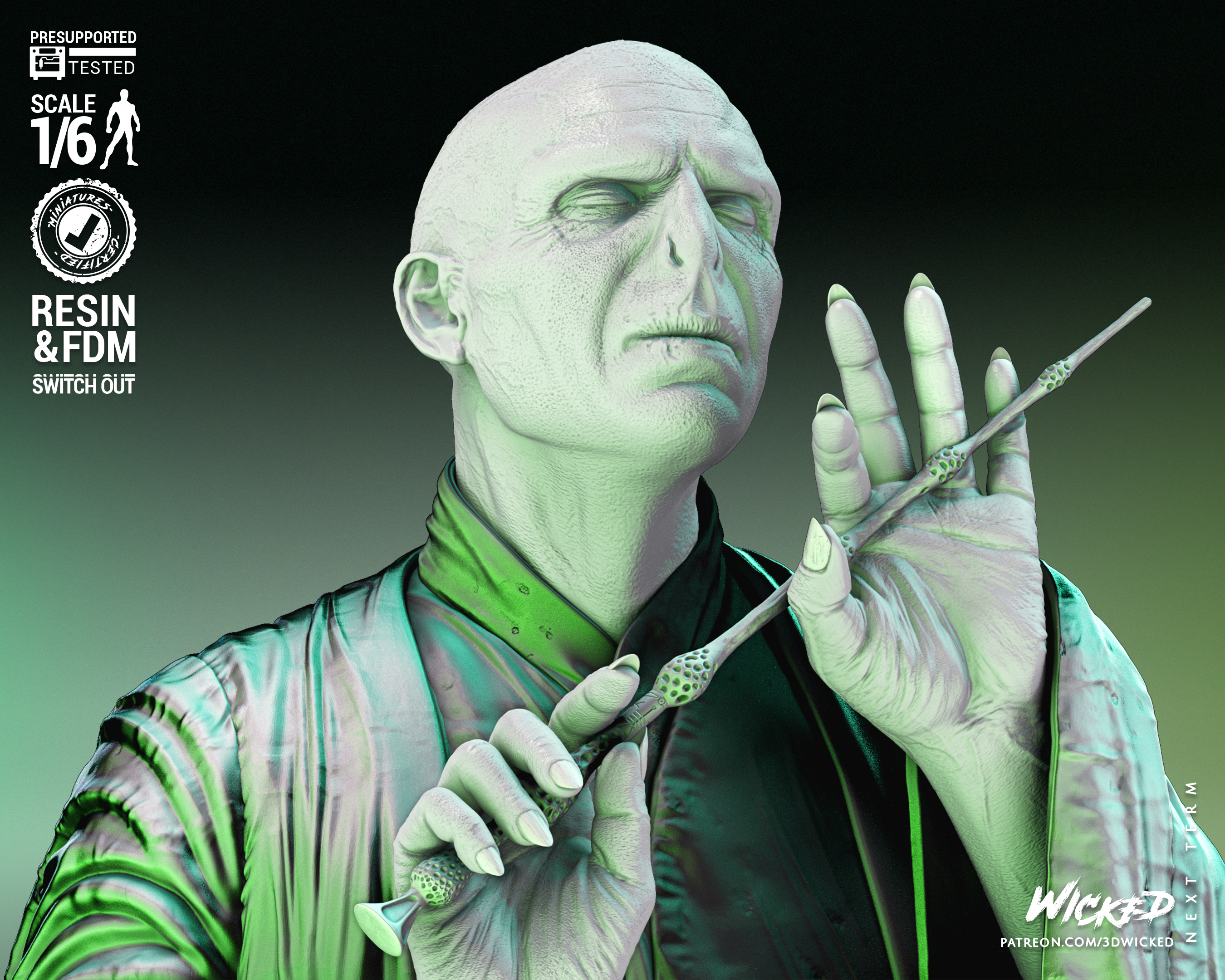 Voldemort Sculpture - 1/6 or 1/12 scale (379mm or 190mm) Fan Art