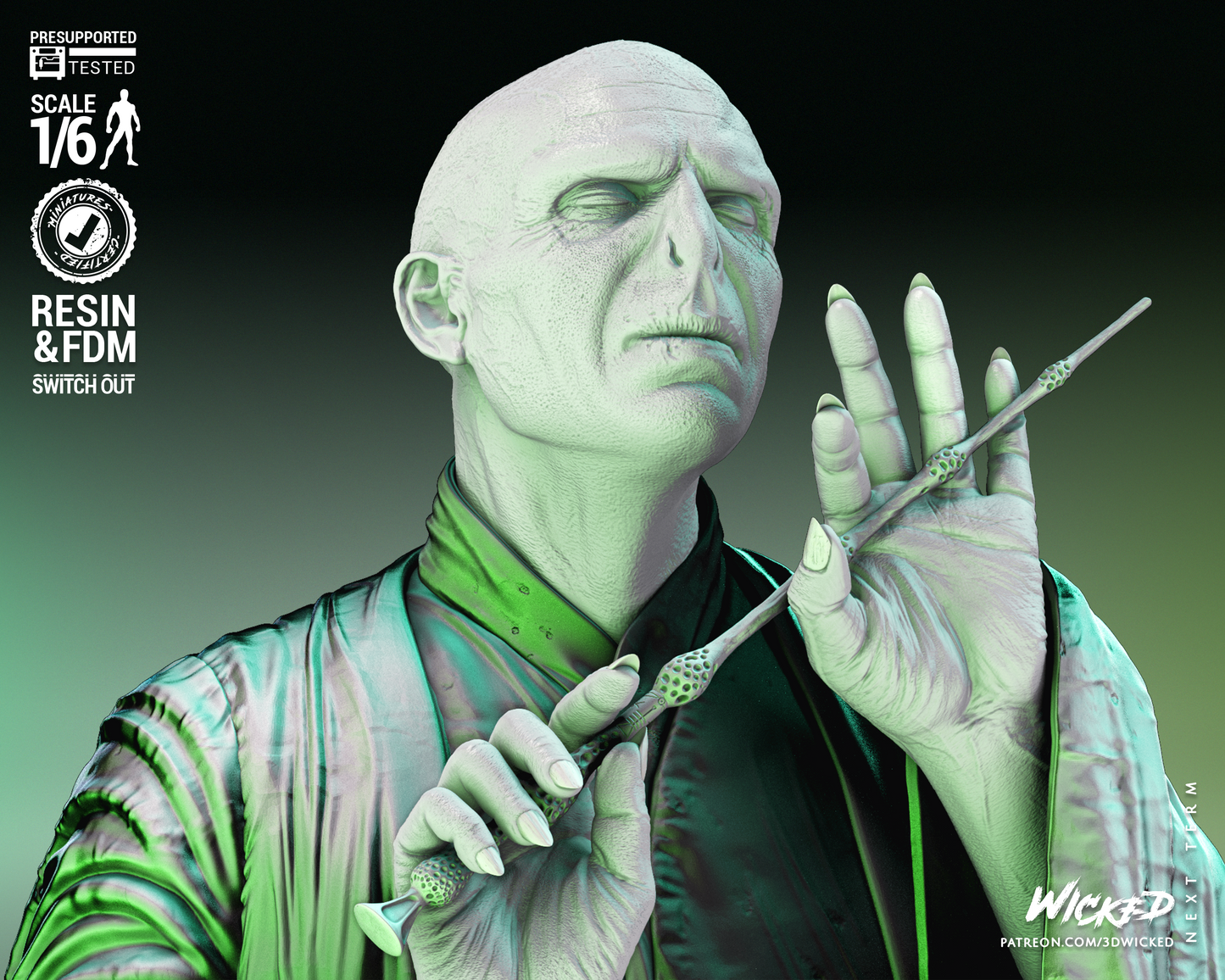 Voldemort Sculpture - 1/6 or 1/12 scale (379mm or 190mm) Fan Art