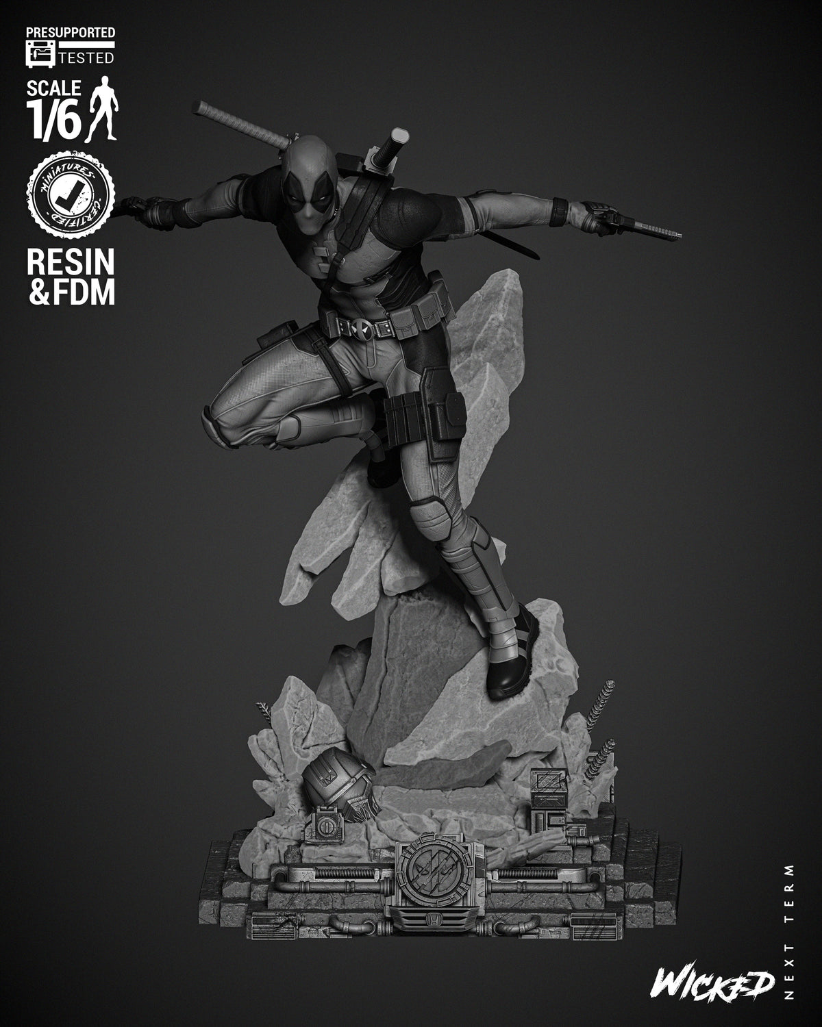 Deadpool (Statue) - Fan Art - 3D Print Kit (Wick3d)