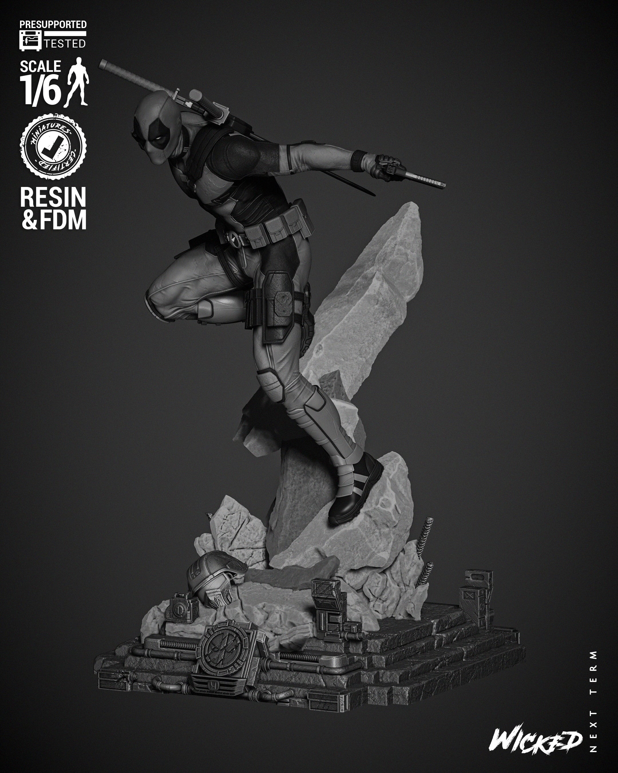 Deadpool (Statue) - Fan Art - 3D Print Kit (Wick3d)