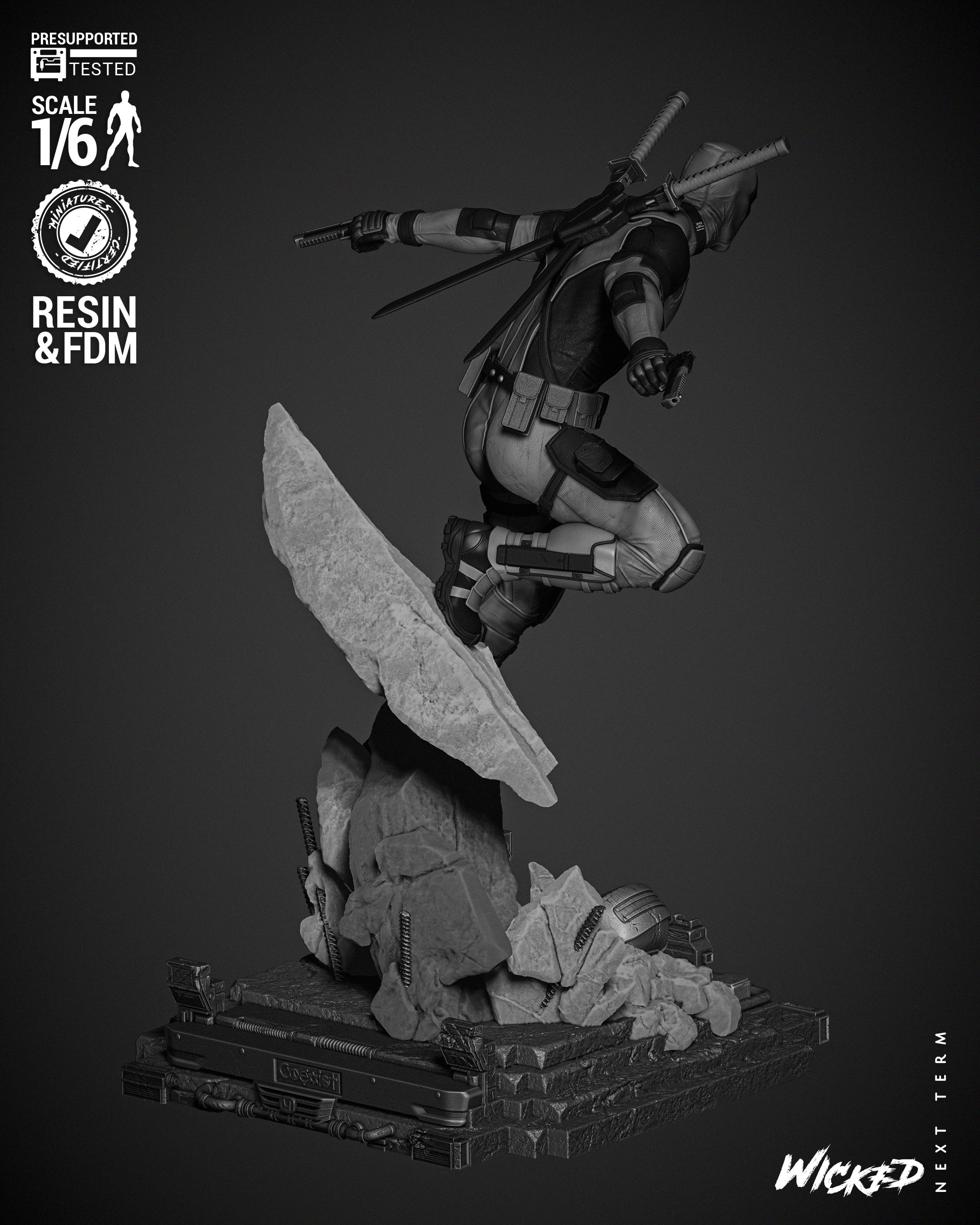 Deadpool (Statue) - Fan Art - 3D Print Kit (Wick3d)