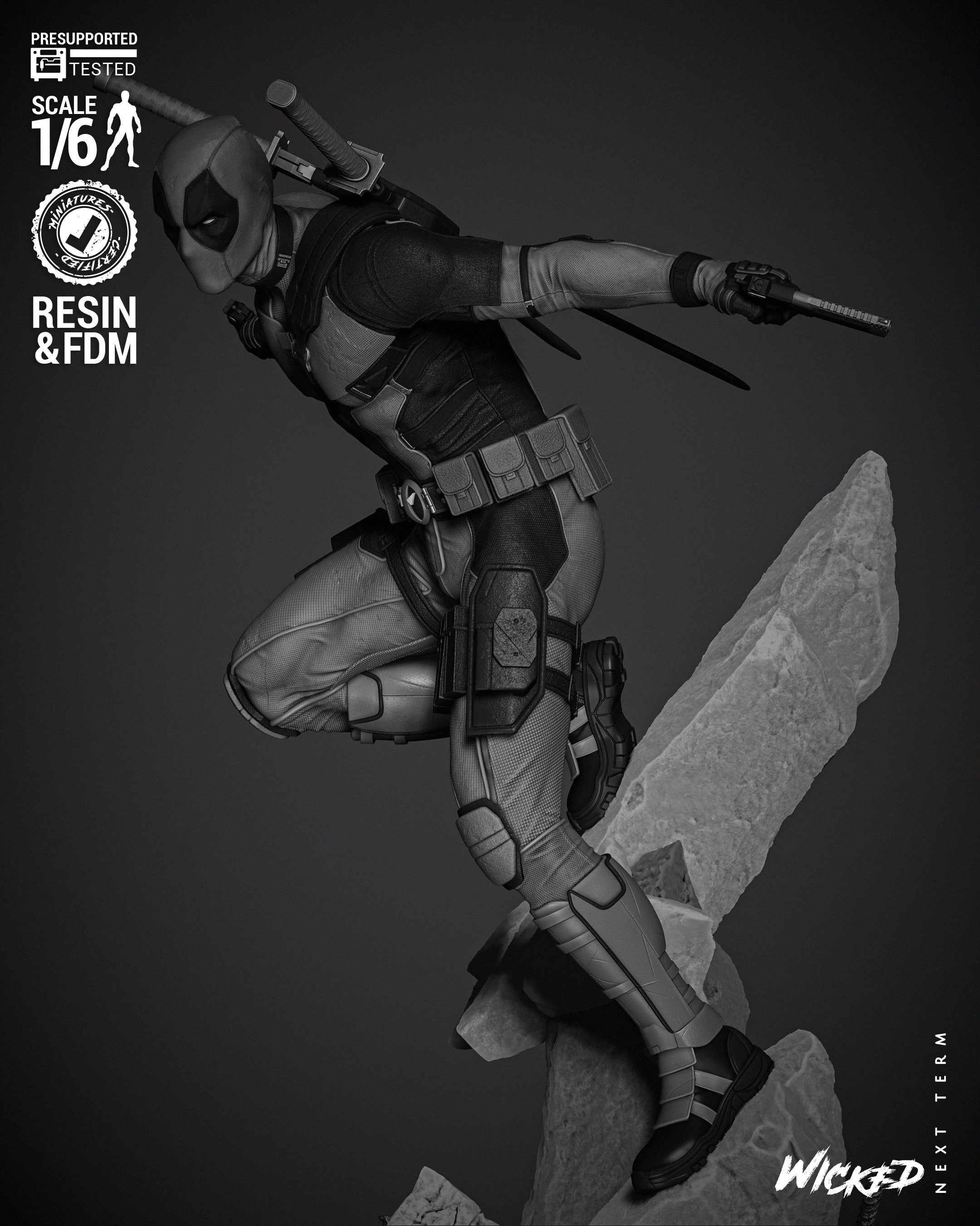 Deadpool (Statue) - Fan Art - 3D Print Kit (Wick3d)