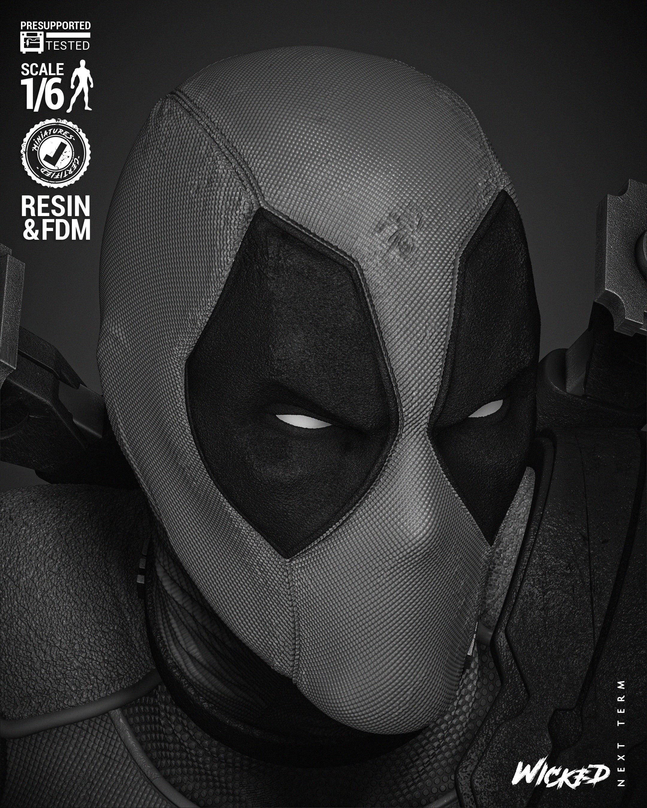 Deadpool (Statue) - Fan Art - 3D Print Kit (Wick3d)