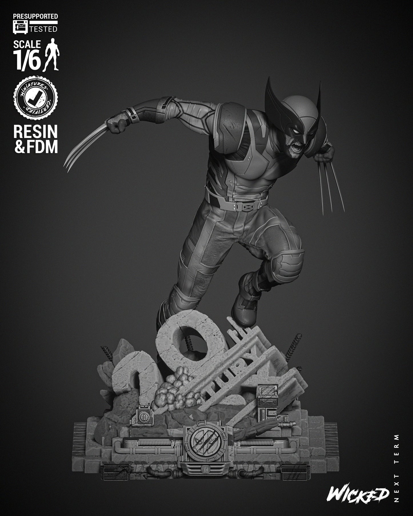 Wolverine (Statue) - Fan Art - 3D Print Kit (Wick3d)