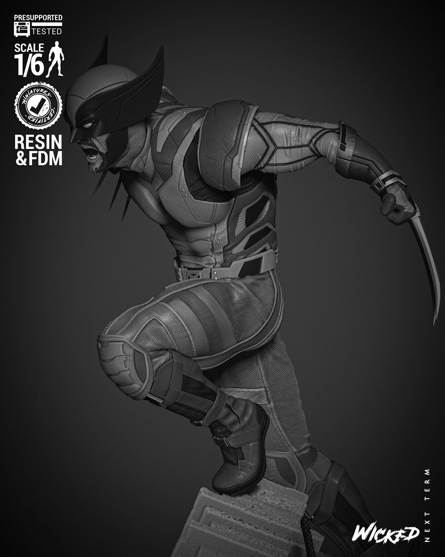 Wolverine (Statue) - Fan Art - 3D Print Kit (Wick3d)