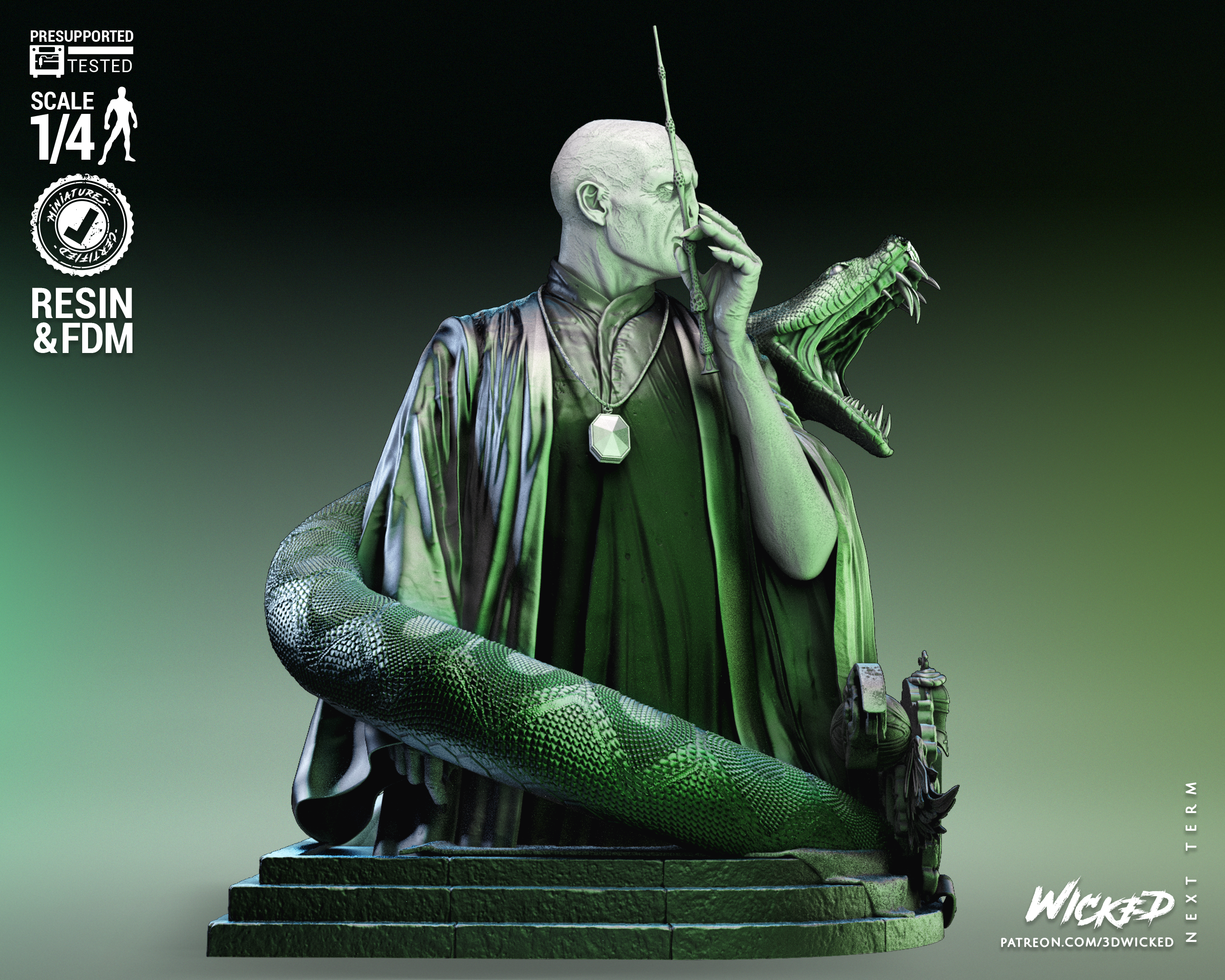 Voldemort Bust (Fan Art) - Scales 1:4 (320mm) to 1:8 (160mm)