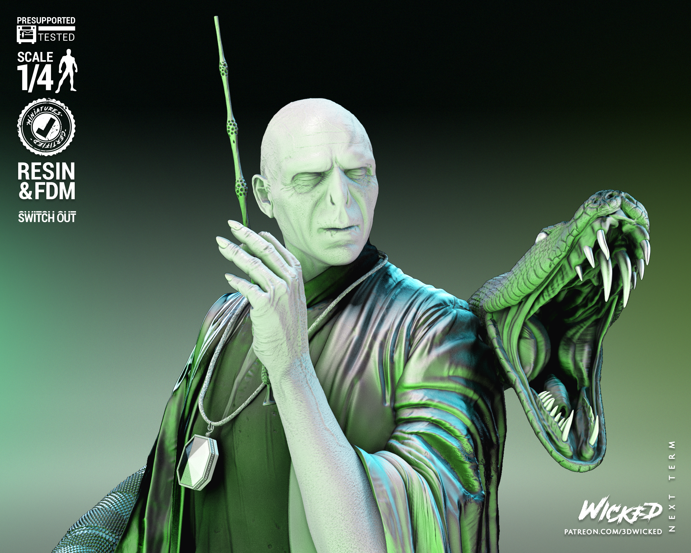 Voldemort Bust (Fan Art) - Scales 1:4 (320mm) to 1:8 (160mm)