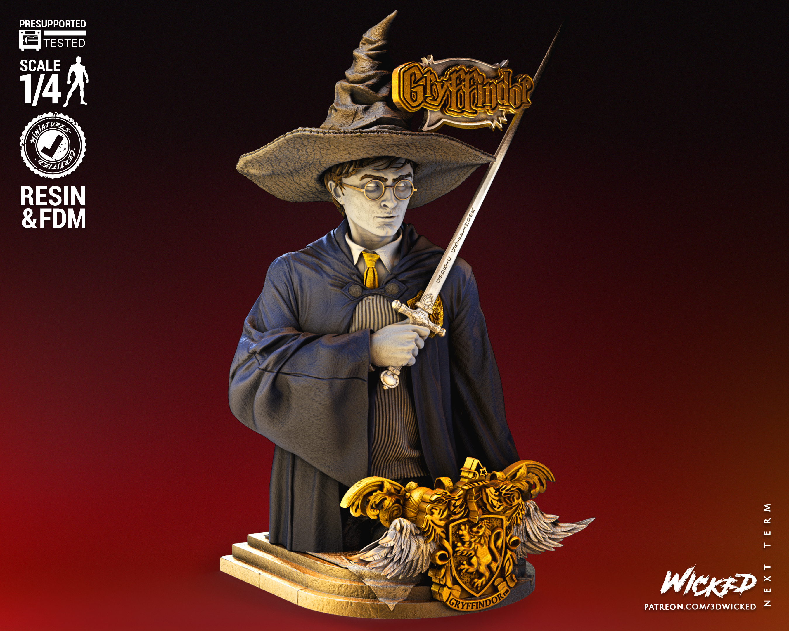 Harry Potter Bust(Fan Art) - 4 or 8 scale (315mm or 157mm) - 3D Print