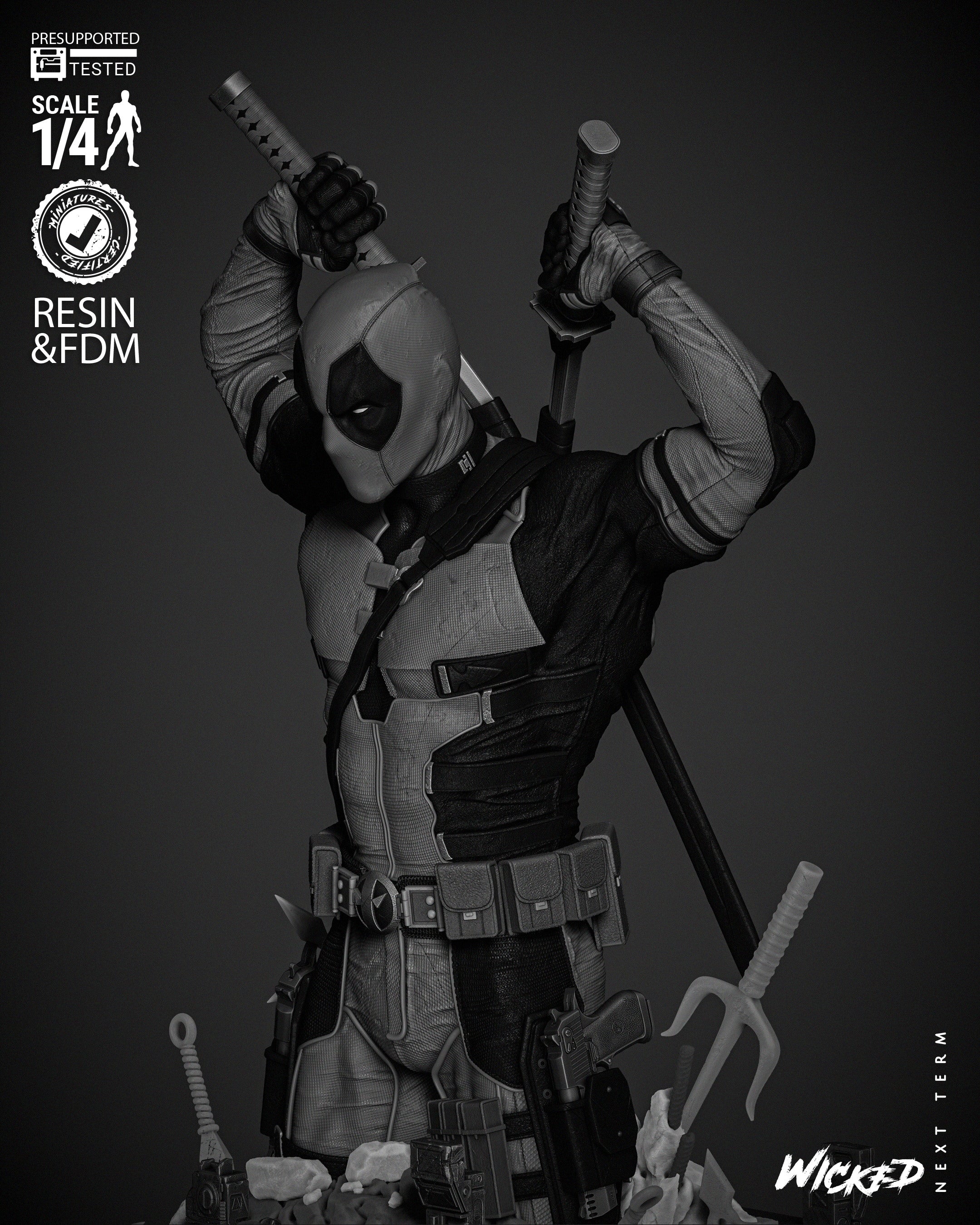 Deadpool (Bust) - Fan Art - 3D Print Kit (Wick3d)