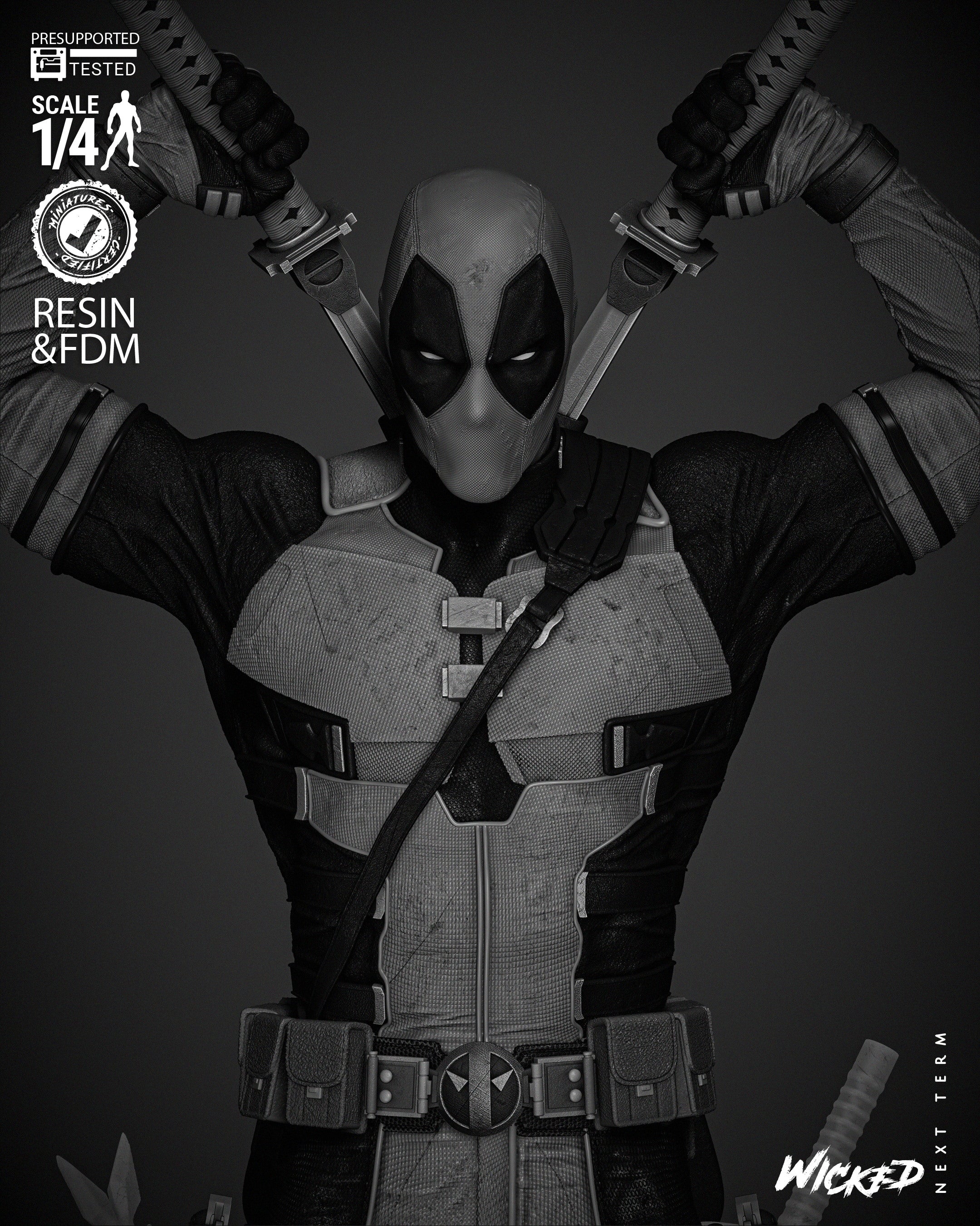 Deadpool (Bust) - Fan Art - 3D Print Kit (Wick3d)