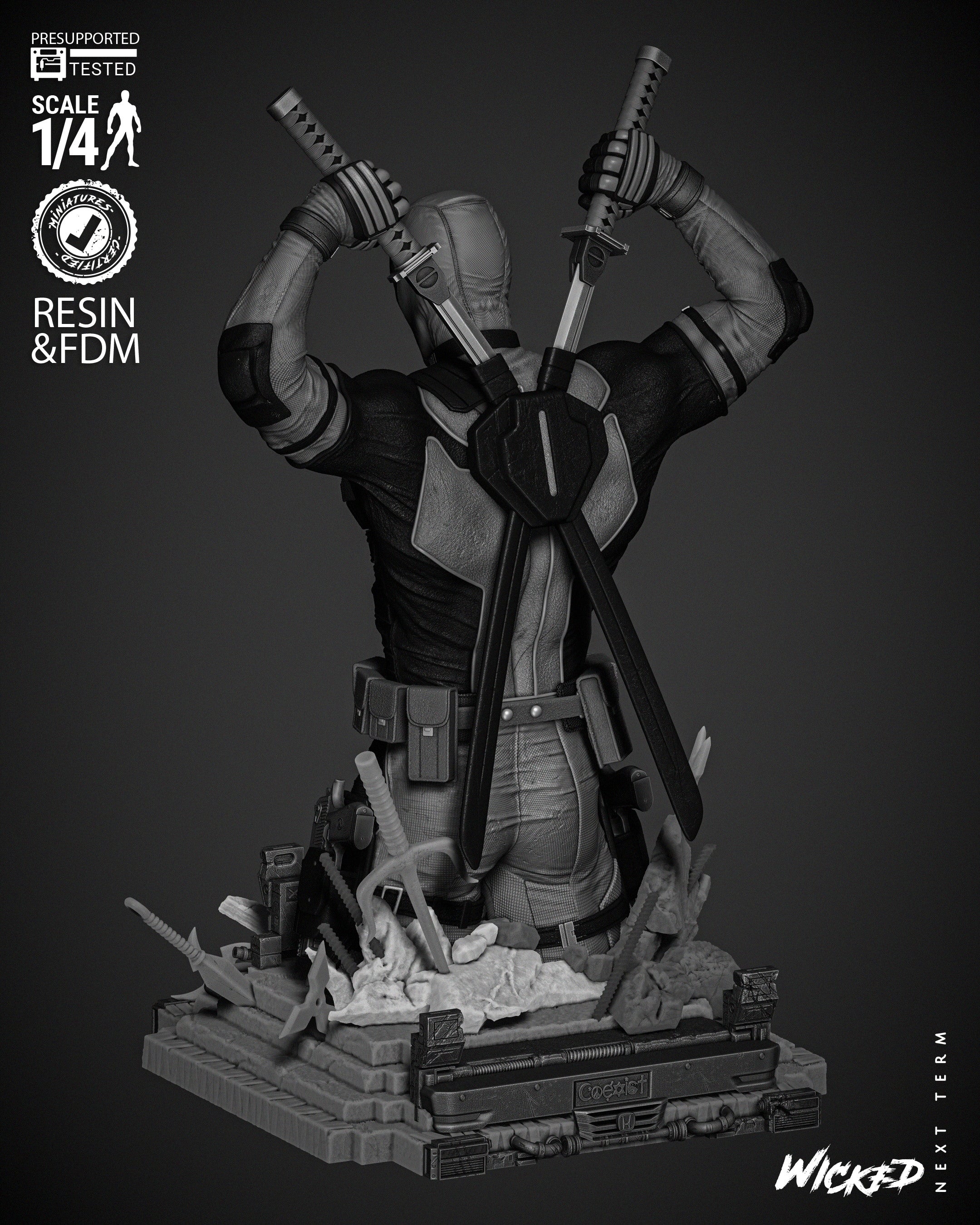 Deadpool (Bust) - Fan Art - 3D Print Kit (Wick3d)