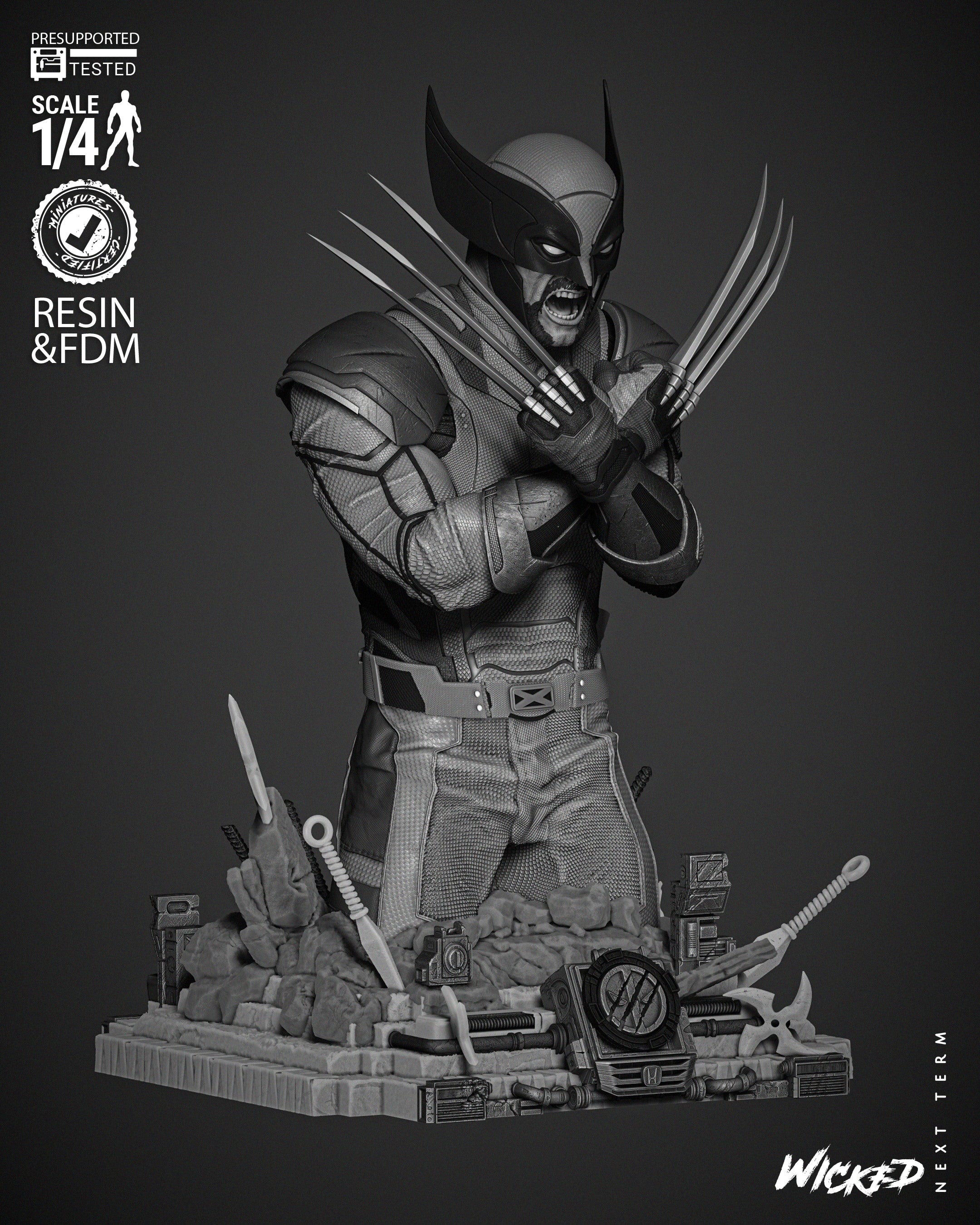 Wolverine (Bust) - Fan Art - 3D Print Kit (Wick3d)