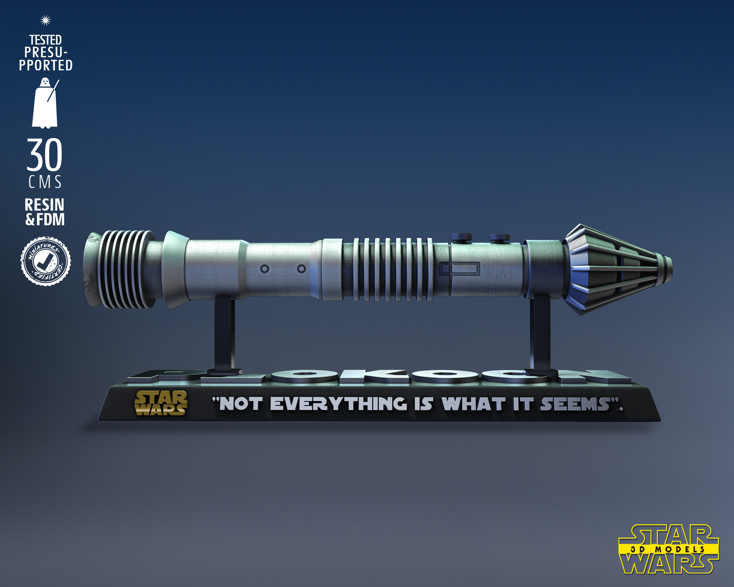 Pio Koon Saber (Star Wars) Fan Art - 1:1 or 1:2 Scale (300mm or 150mm Long) - 3D Printed