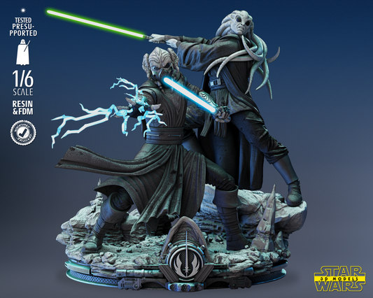 Kit Fisto & Pio Koon Diorama - 1/6 or 1/12 scale Star Wars Fan Art - 3D Printed