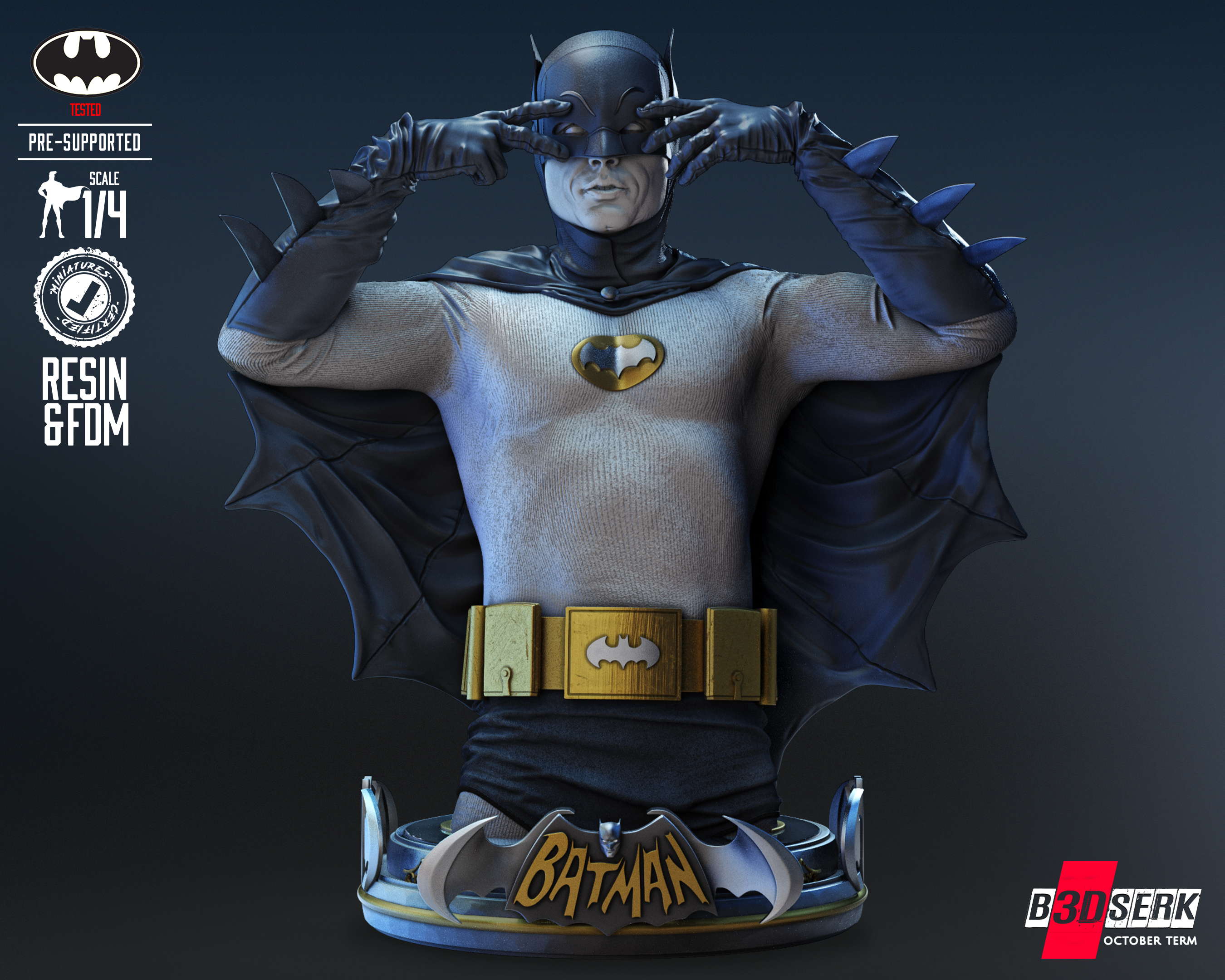 Batman - Adam West Statue / Bust 3D Print Model Kit