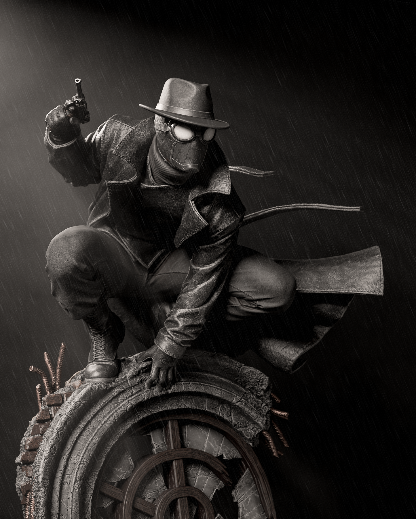 SpiderMan Noir 3D Printed Statue / Bust- 9 and  6 Scale
