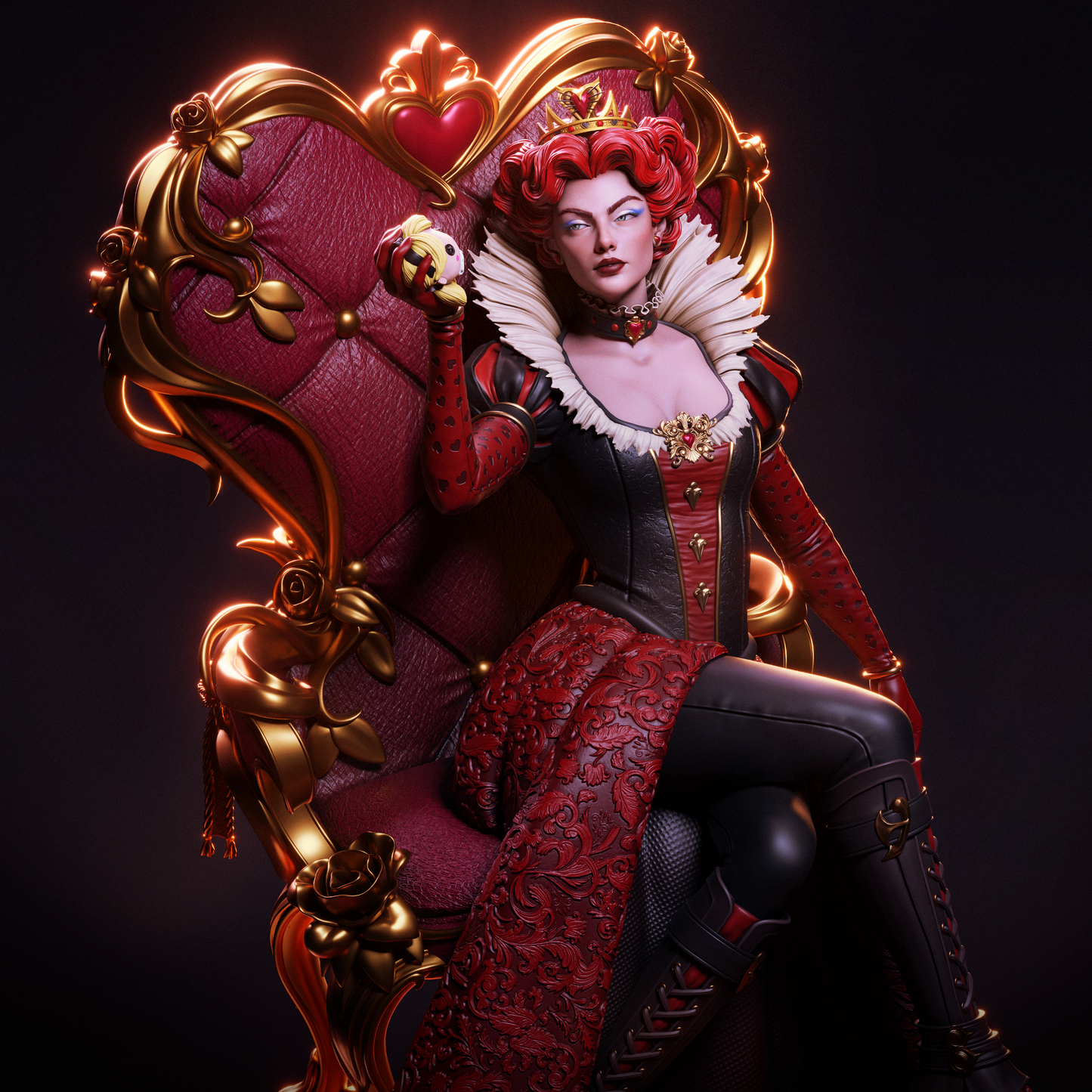 Queen of Hearts - 3D Printed Model Statue - 6 and 9 Scale