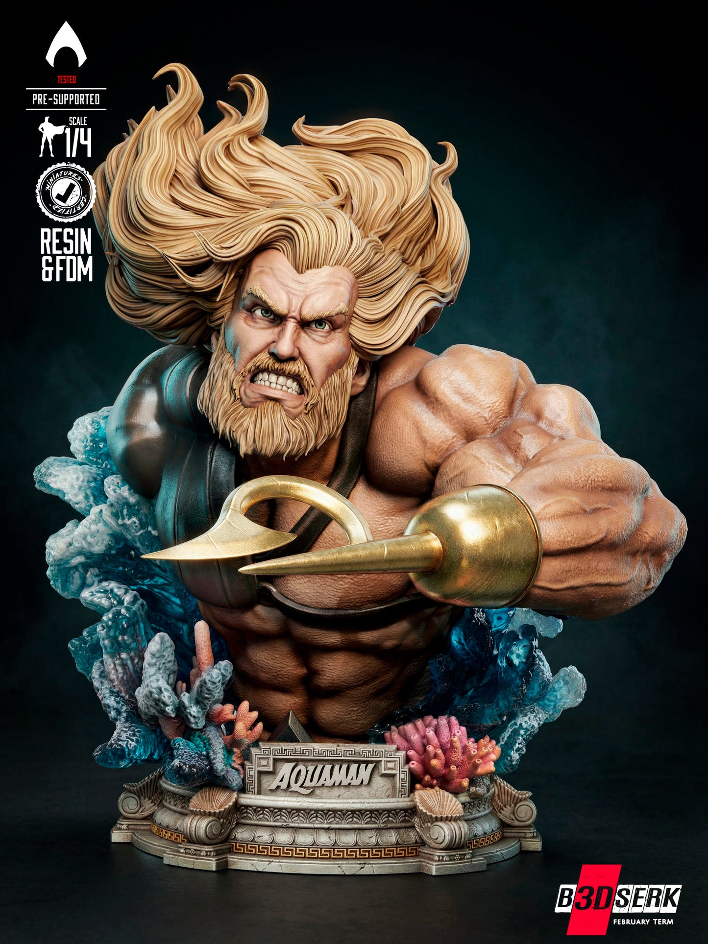 Aquaman - Portrait Bust - 4 or 8 scale - 3D Model Kit - Fan Art