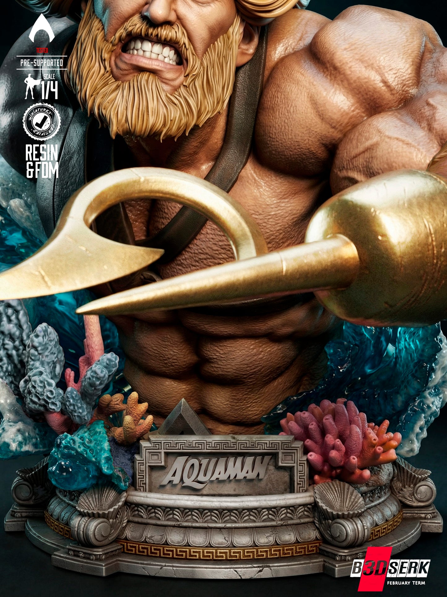 Aquaman - Portrait Bust - 4 or 8 scale - 3D Model Kit - Fan Art