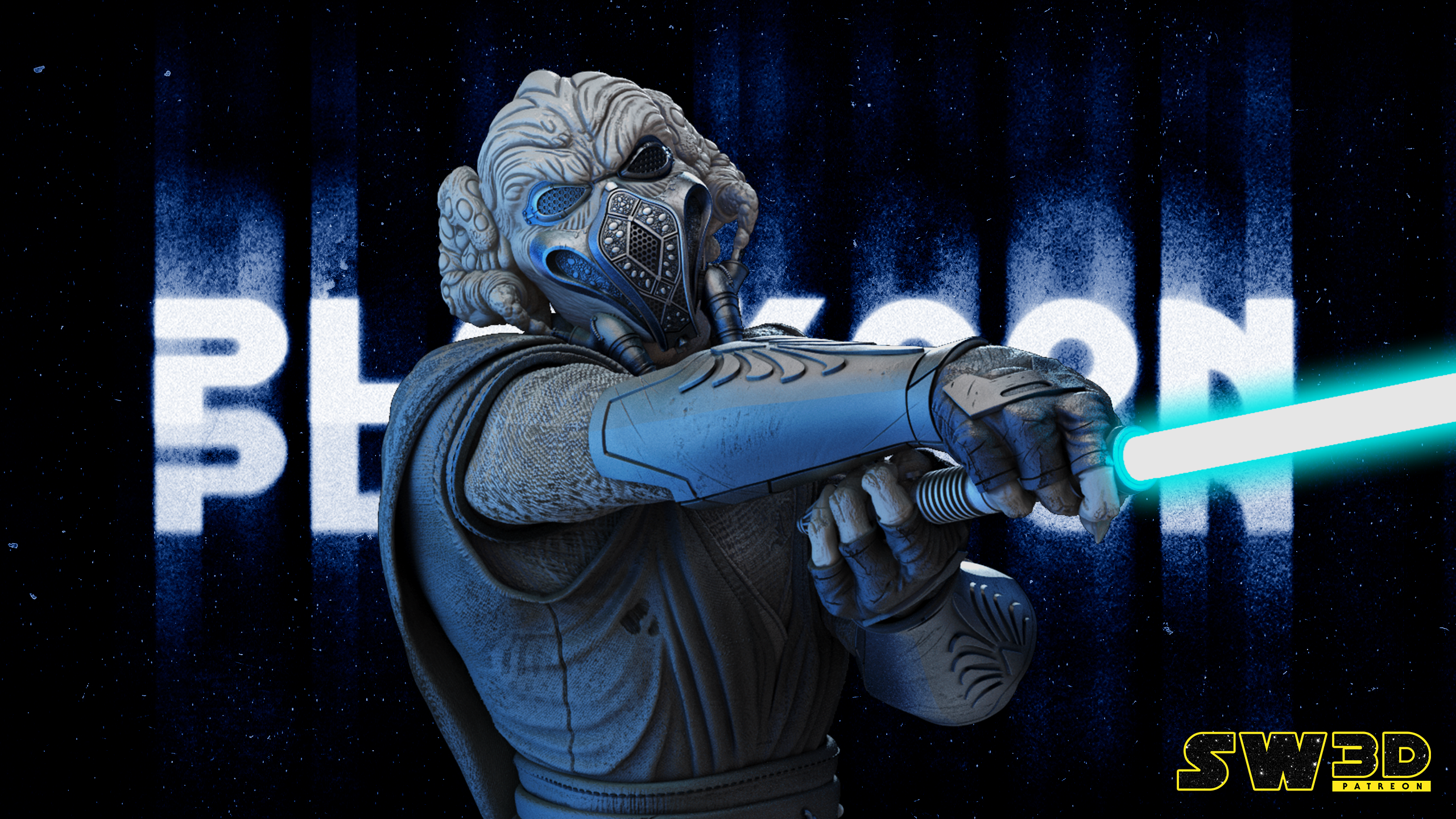 Plo Koon Bust (Fan Art) Star Wars - 4 or 8 Scale (300mm or 150mm) - 3D Printed