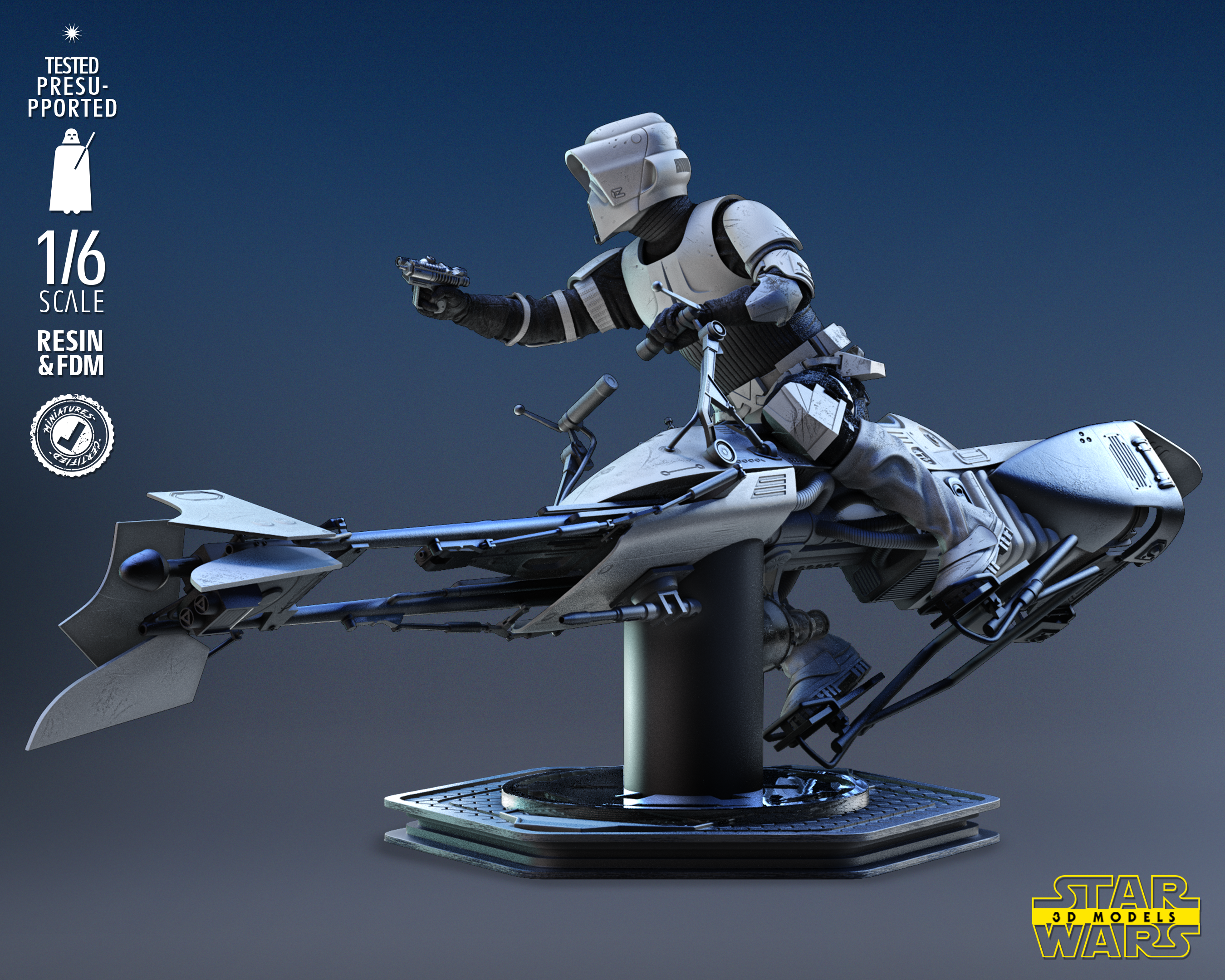 Storm Trooper Explorer Sculpture (Fan Art) - 1:6 or 1:12 Scale (285mm or 142mm) - 3D Printed