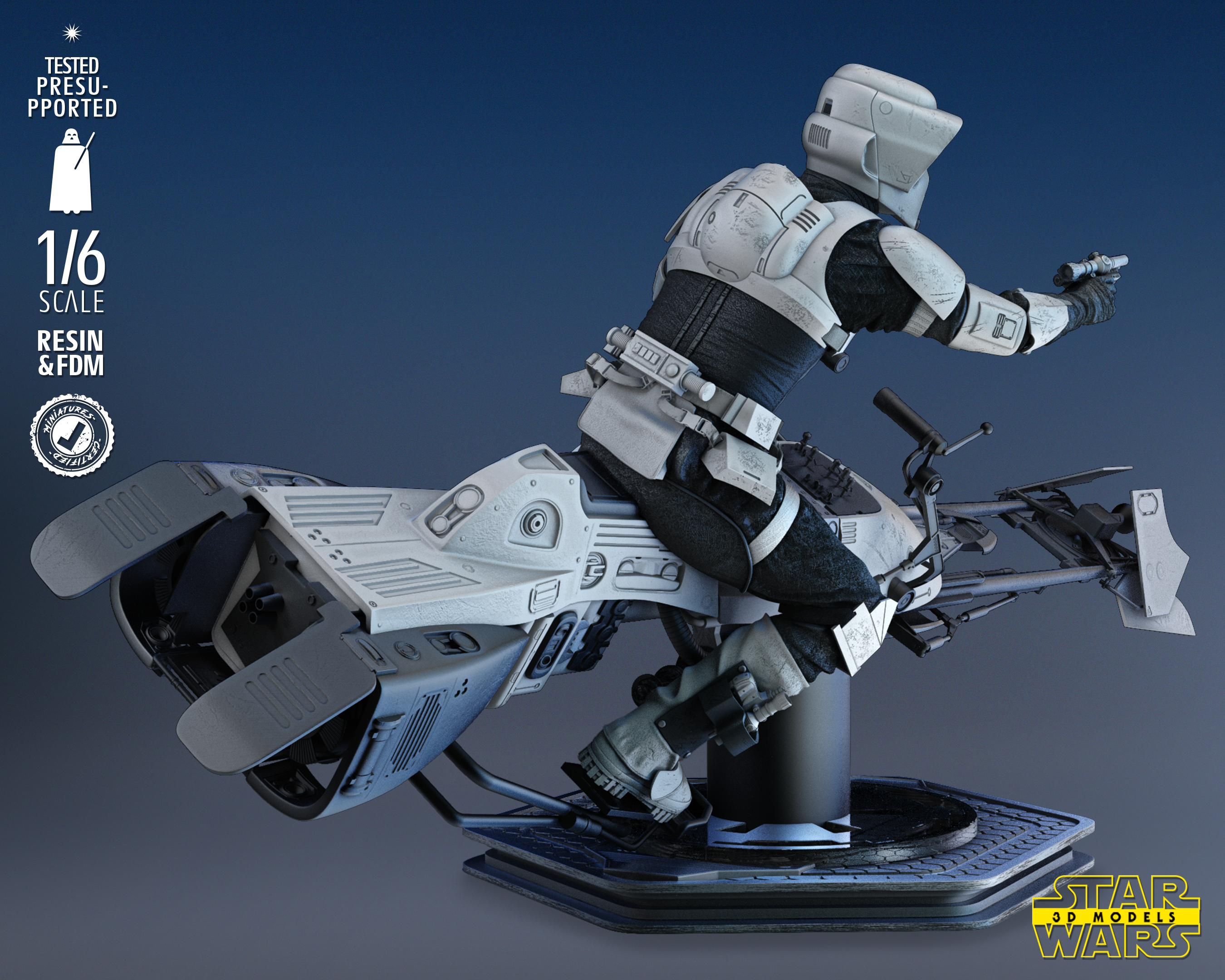 Storm Trooper Explorer Sculpture (Fan Art) - 1:6 or 1:12 Scale (285mm or 142mm) - 3D Printed