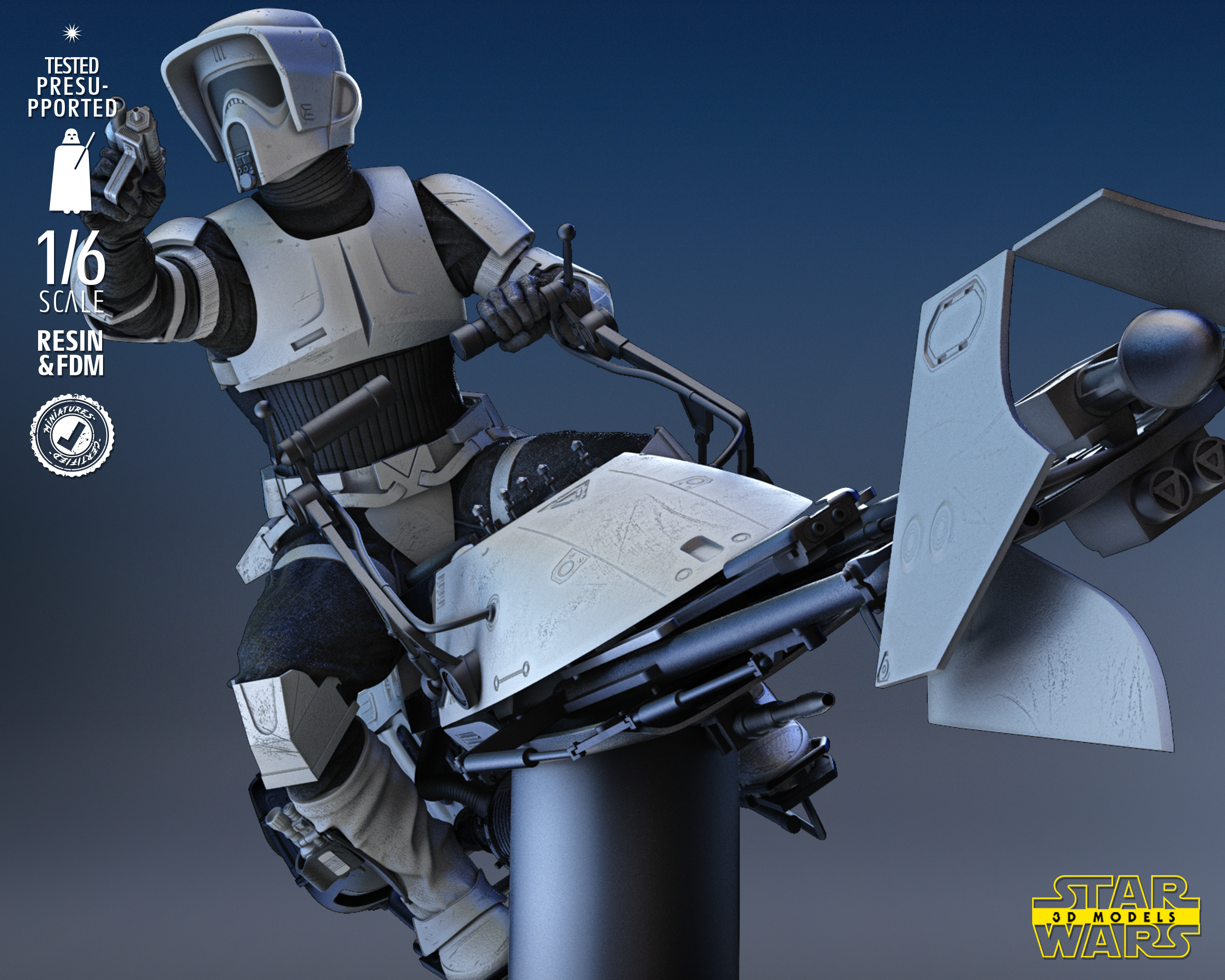 Storm Trooper Explorer Sculpture (Fan Art) - 1:6 or 1:12 Scale (285mm or 142mm) - 3D Printed