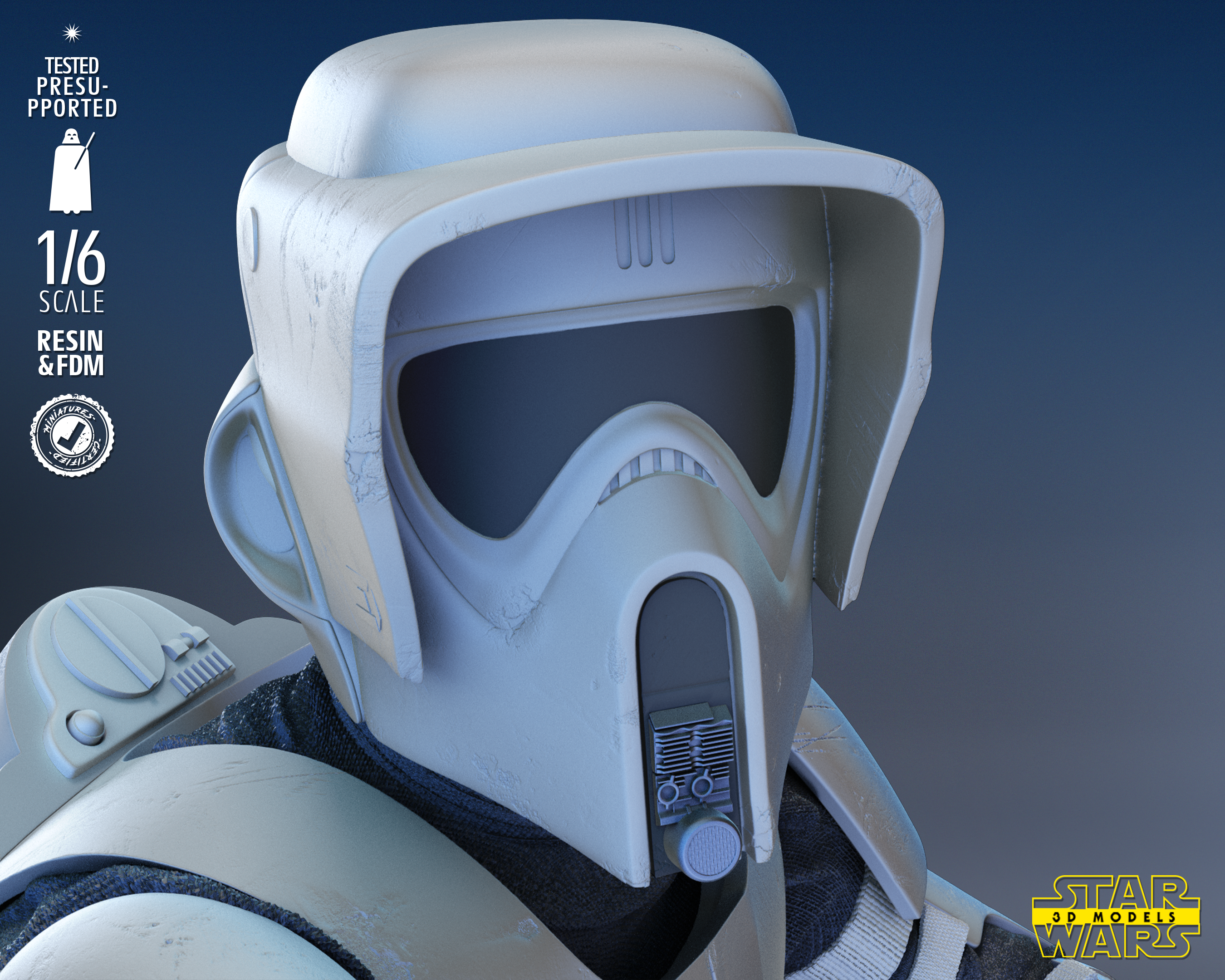 Storm Trooper Explorer Sculpture (Fan Art) - 1:6 or 1:12 Scale (285mm or 142mm) - 3D Printed