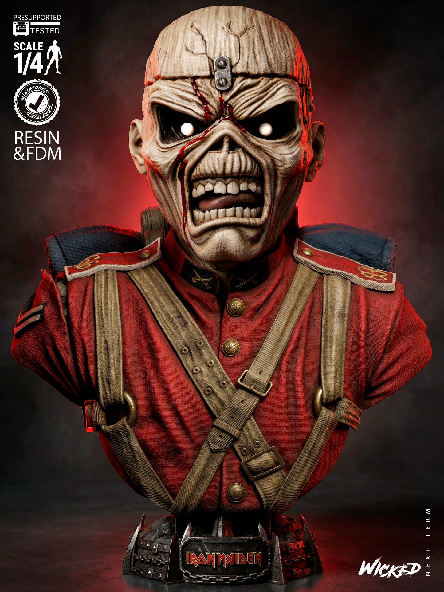 Iron Maiden Bust - 4 and 8 Scale 3D Printed Model Kit