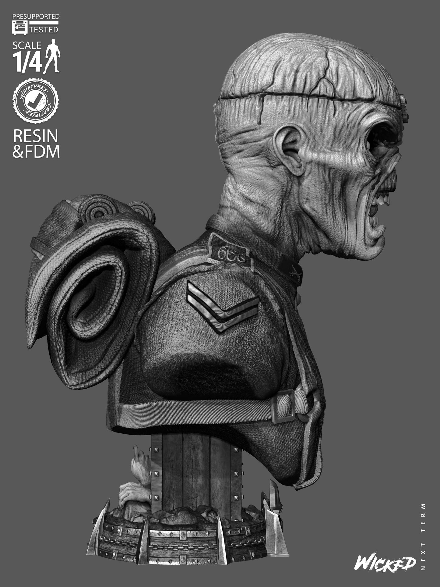 Iron Maiden Bust - 4 and 8 Scale 3D Printed Model Kit
