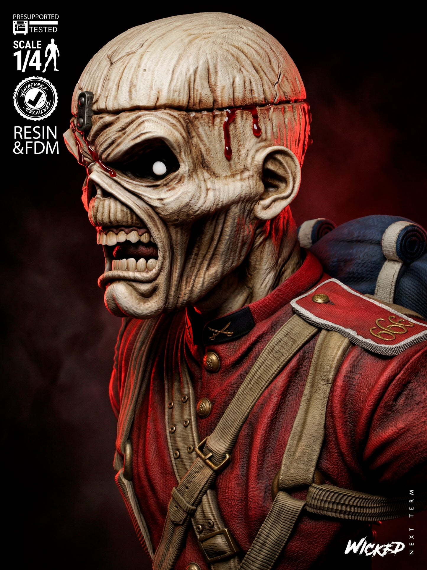 Iron Maiden Bust - 4 and 8 Scale 3D Printed Model Kit