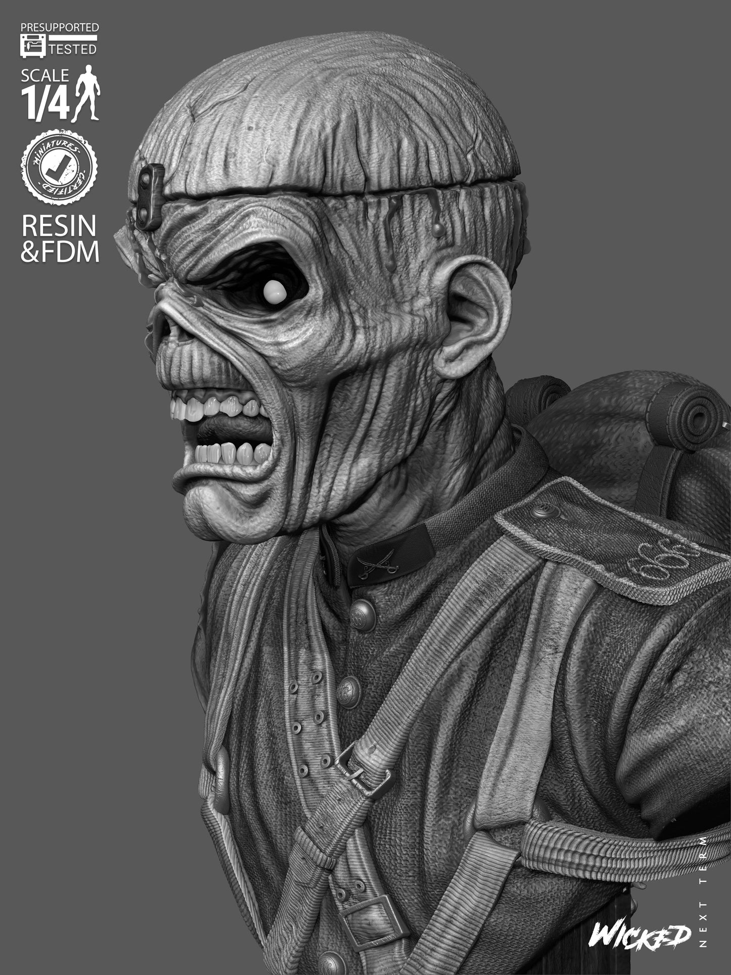 Iron Maiden Bust - 4 and 8 Scale 3D Printed Model Kit