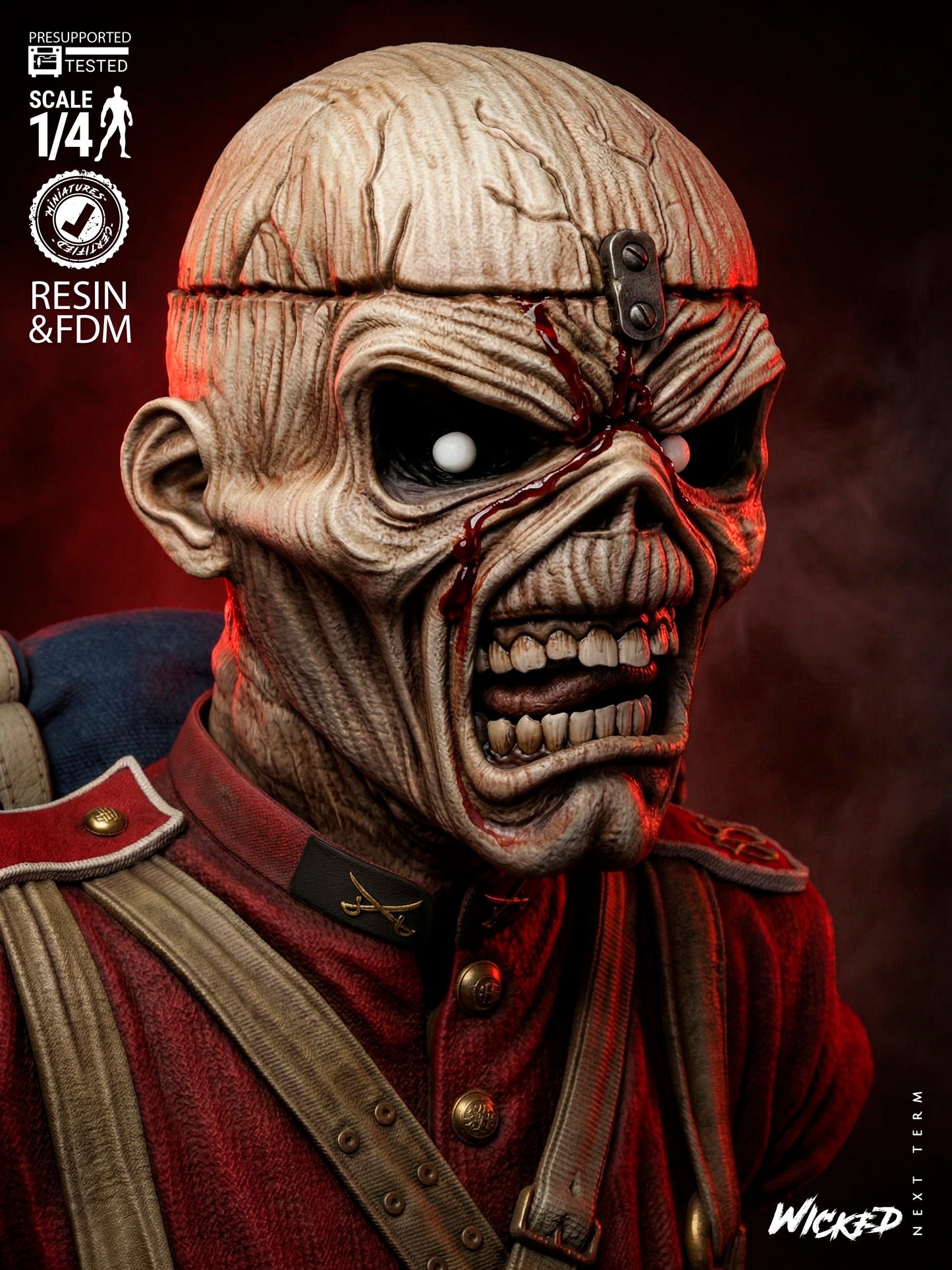Iron Maiden Bust - 4 and 8 Scale 3D Printed Model Kit