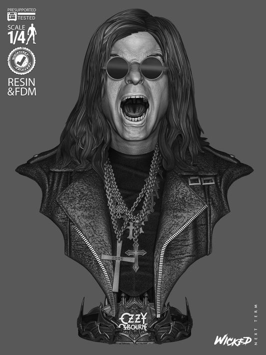Ozzy Osbourne Bust - 3D Printed Model Kit - 4 & 8 Scale