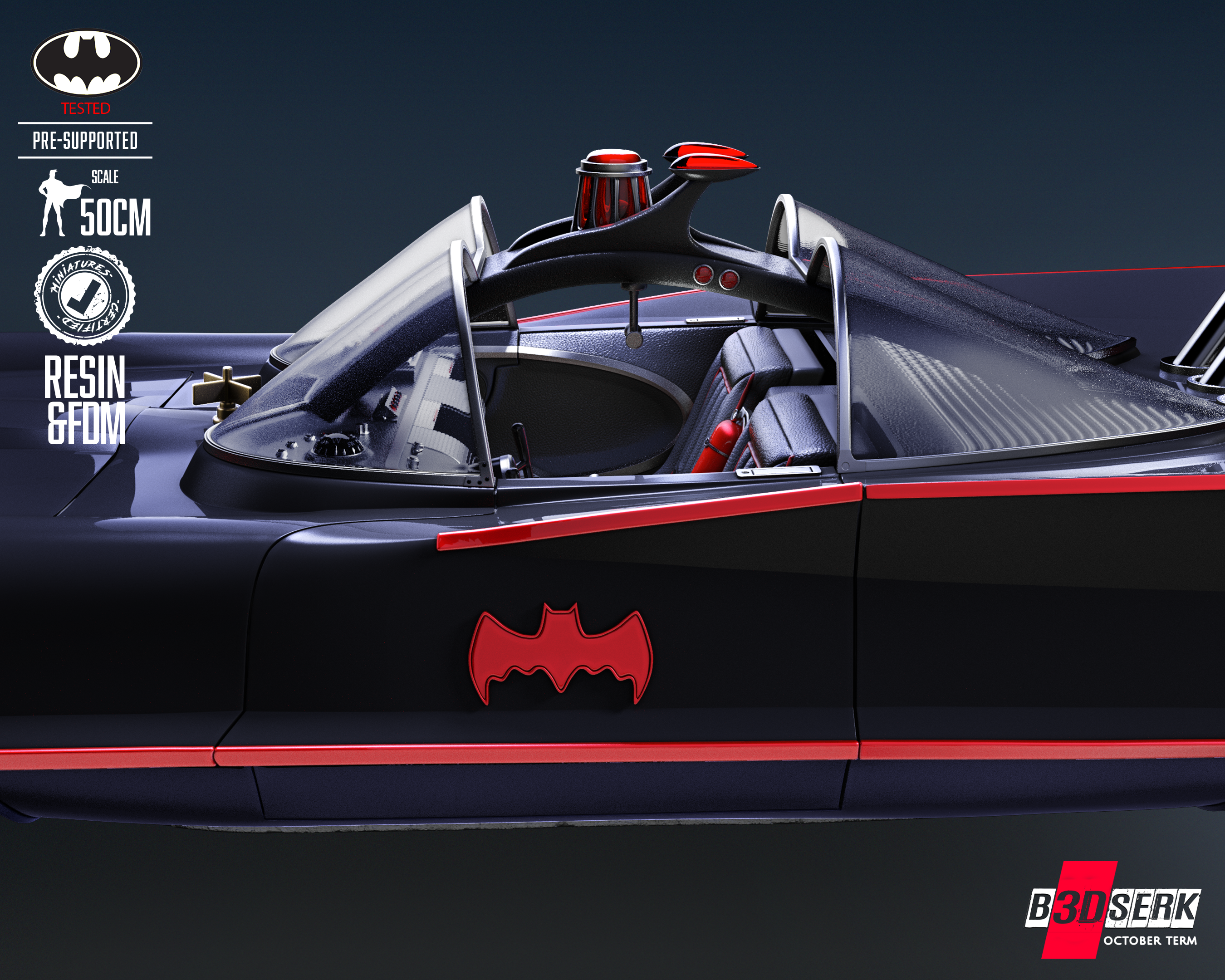 Batmobile - Adam West (Fan Art) Bust - 500mm or 250mm in length