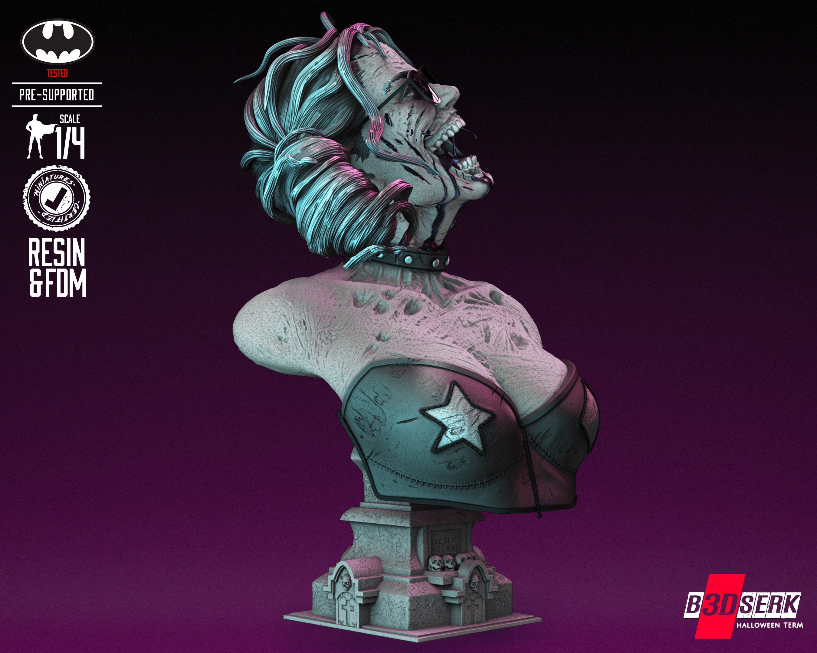 Harley Quinn Zombie (Fan Art) Bust - 4 or 8 scale (290mm or 145mm)