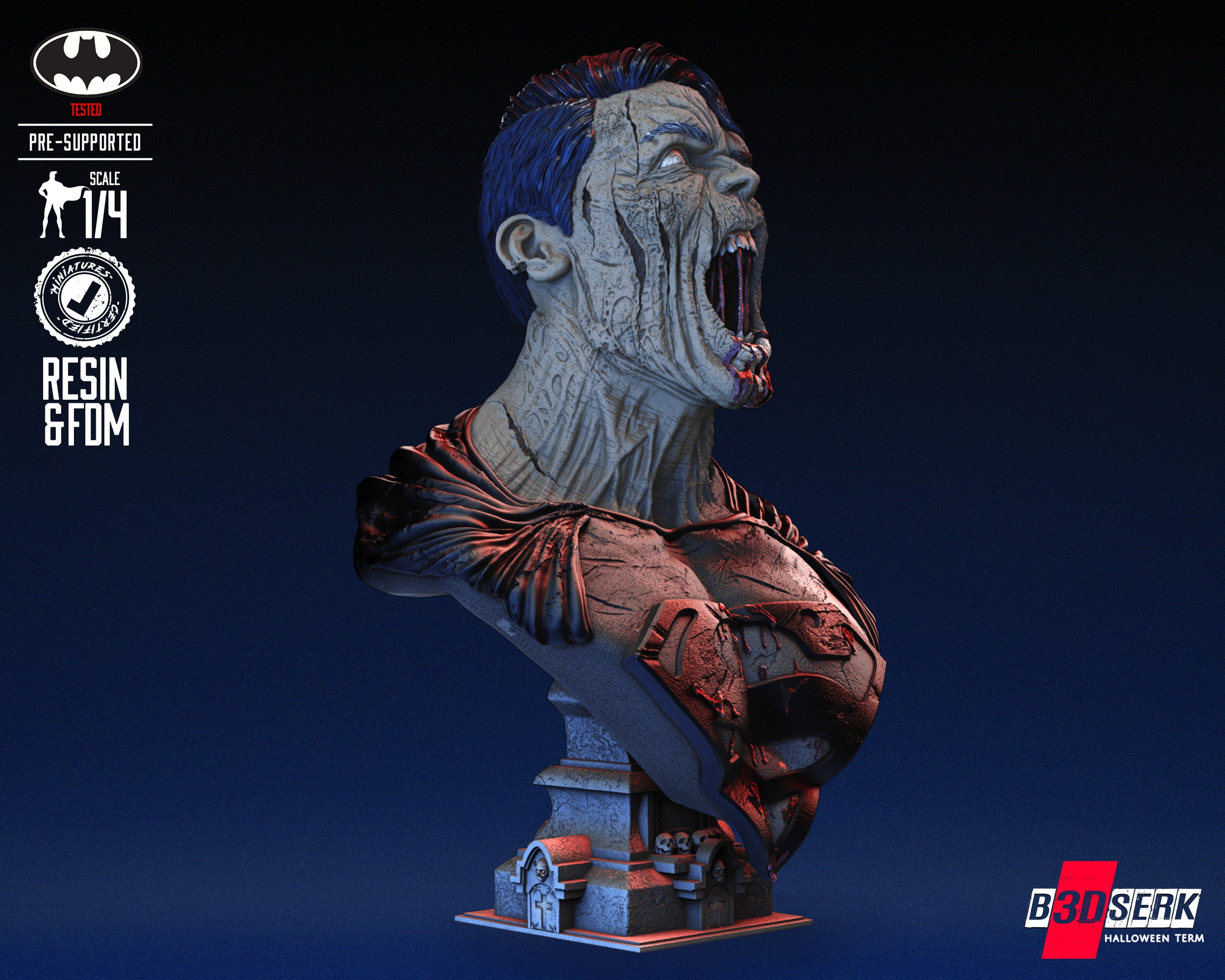 Superman Zombie (Fan Art) Bust - 4 or 8 scale (300mm or 150mm)