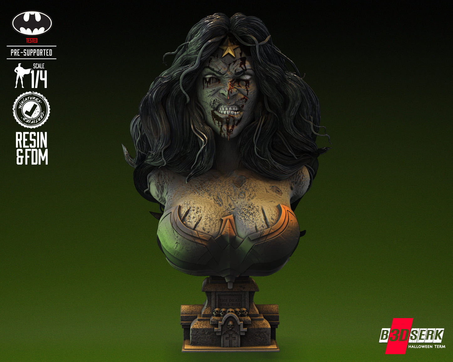Wonder Woman Zombie (Fan Art) Bust - 4 or 8 scale (286mm or 143mm)