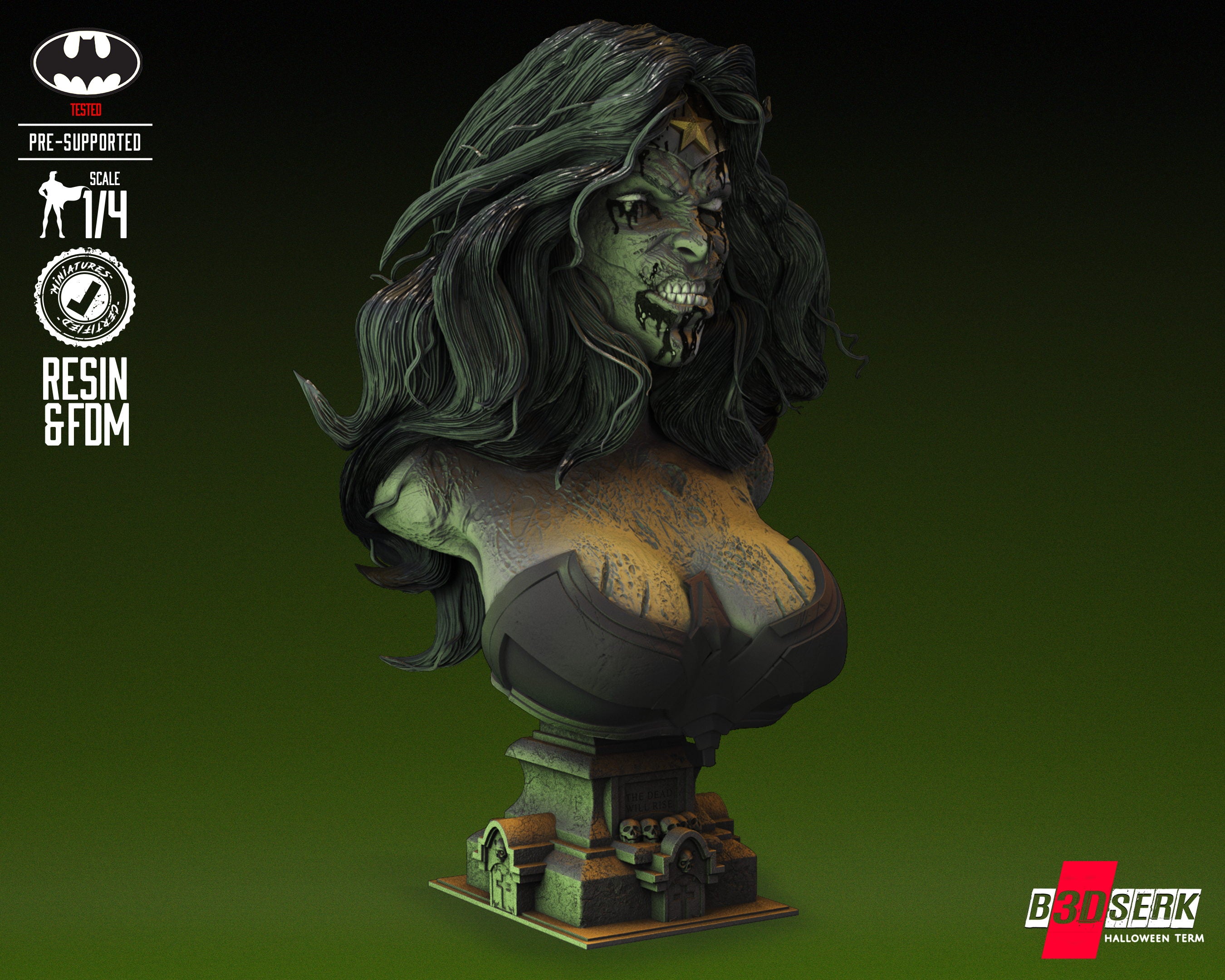 Wonder Woman Zombie (Fan Art) Bust - 4 or 8 scale (286mm or 143mm)