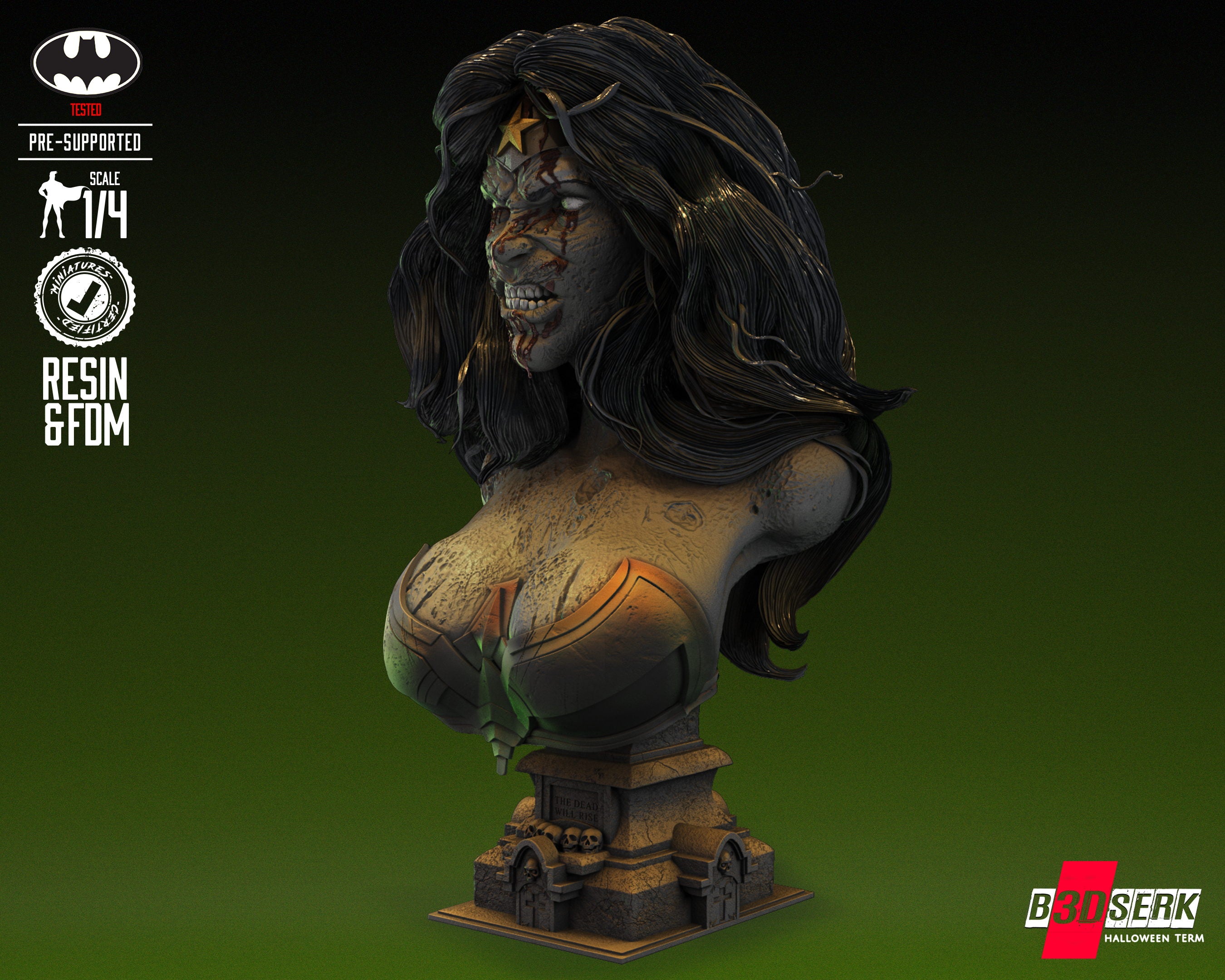 Wonder Woman Zombie (Fan Art) Bust - 4 or 8 scale (286mm or 143mm)