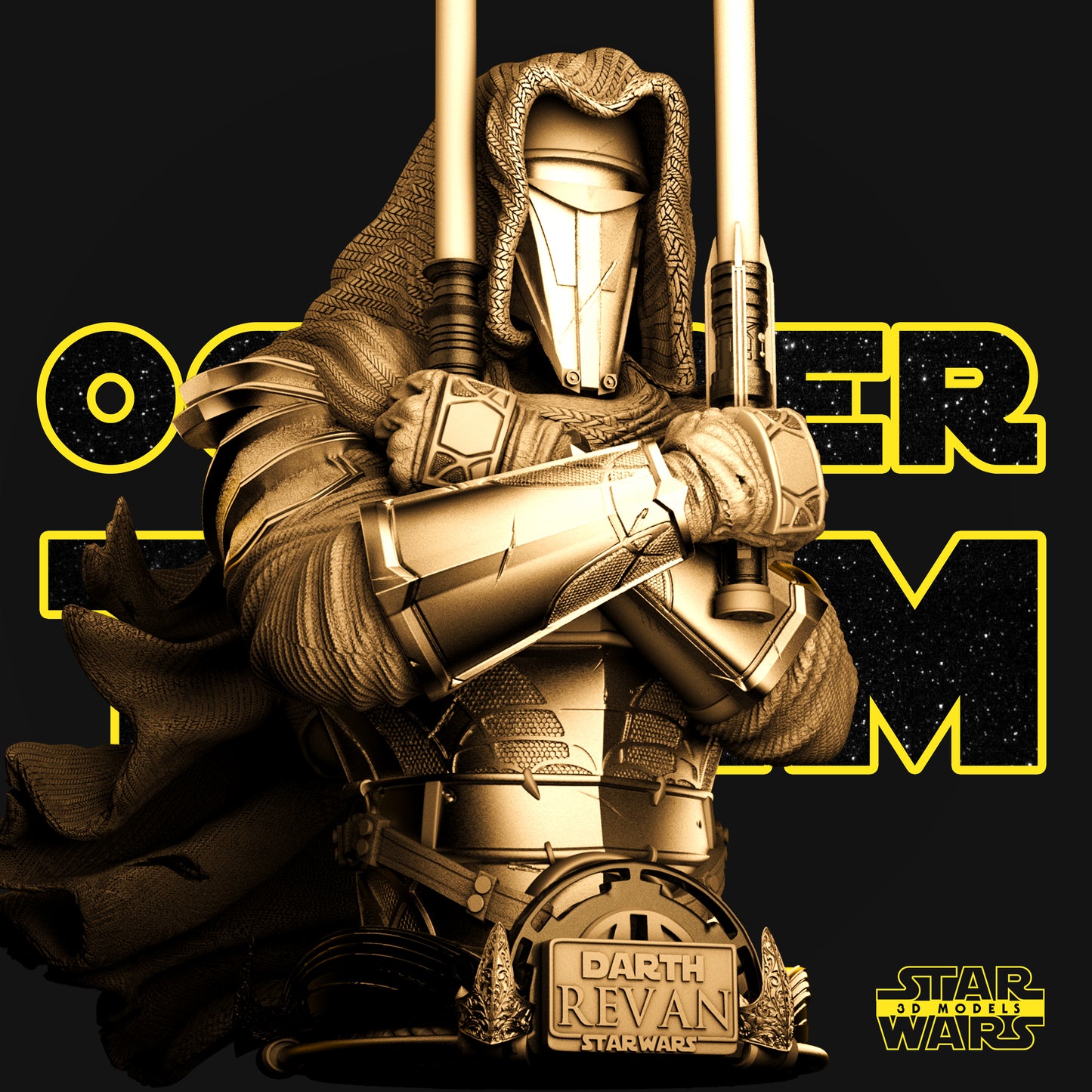 Darth Revan Bust (Fan Art) - 1:4 or 1:8 Scale (320mm or 160mm) - 3D Printed