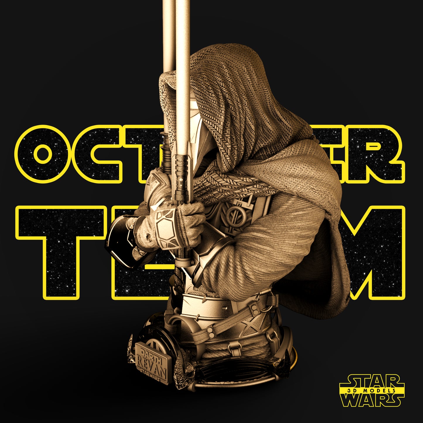 Darth Revan Bust (Fan Art) - 1:4 or 1:8 Scale (320mm or 160mm) - 3D Printed