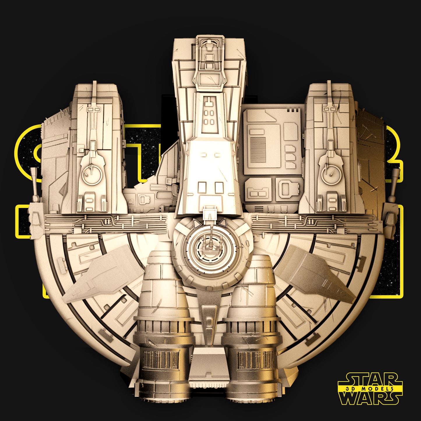 Eban Hawk Ship (Fan Art) - 500mm or 250mm wide - 3D Printed