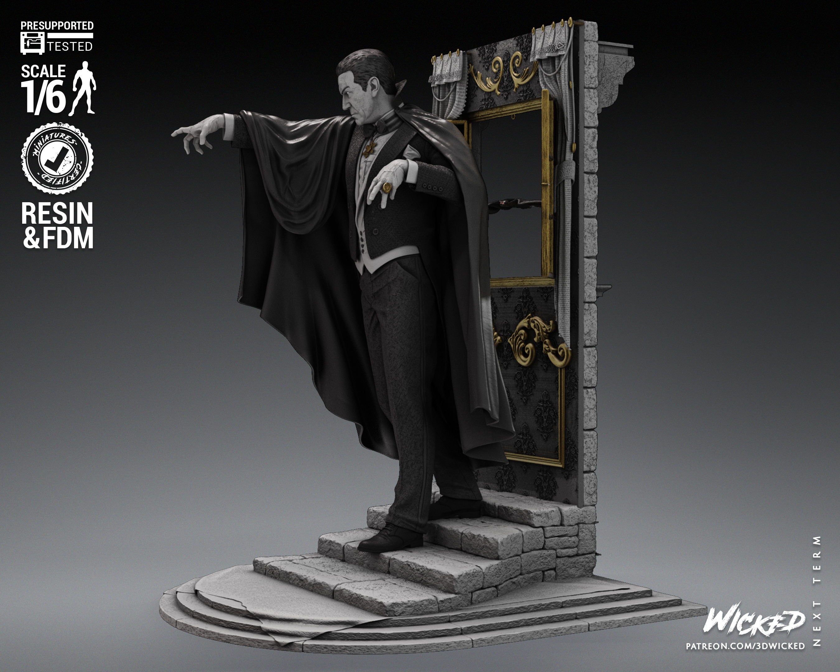 Dracula (Fan Art) Statue - 6 or 12 scale (360mm or 180mm) - 3D Print