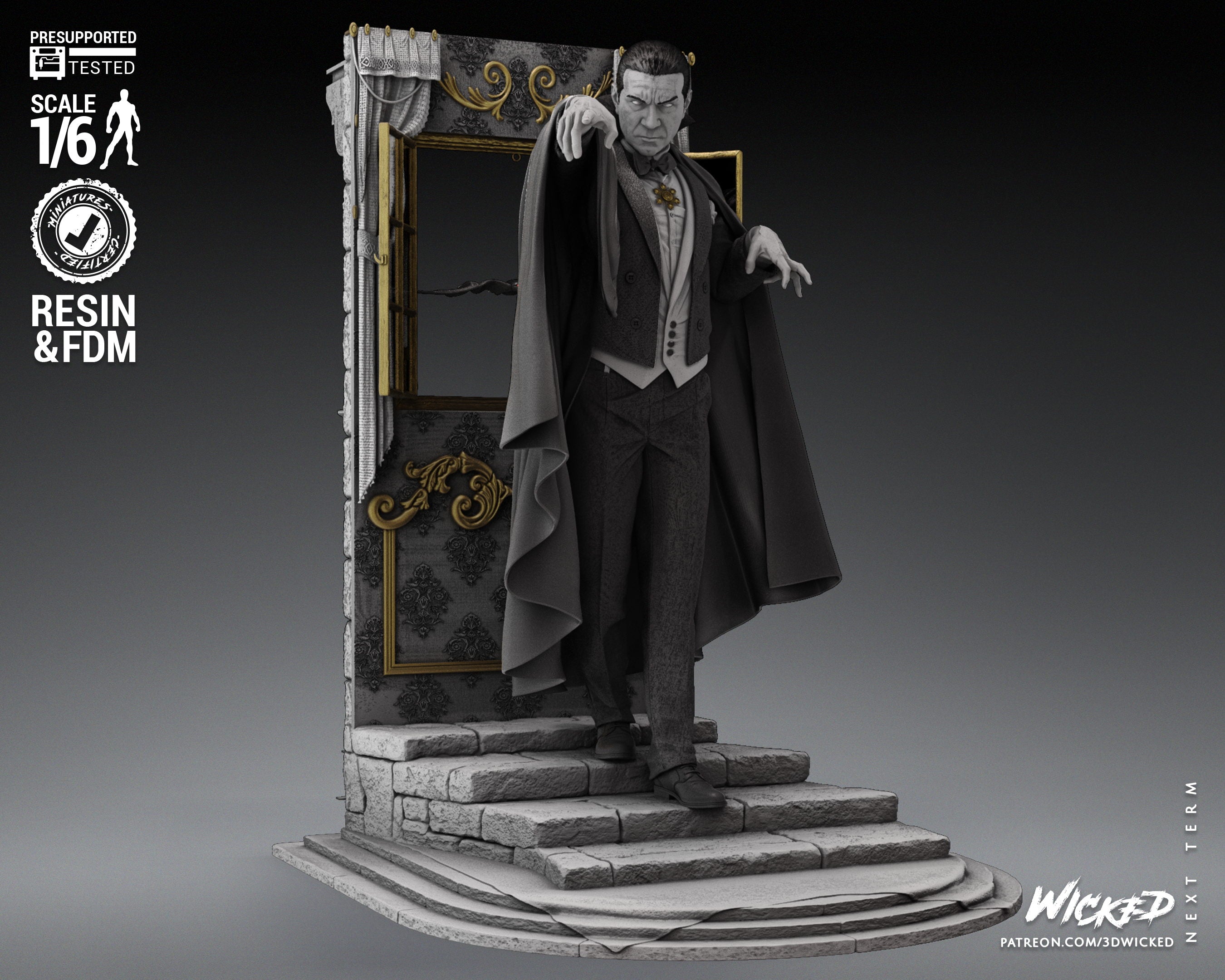 Dracula (Fan Art) Statue - 6 or 12 scale (360mm or 180mm) - 3D Print