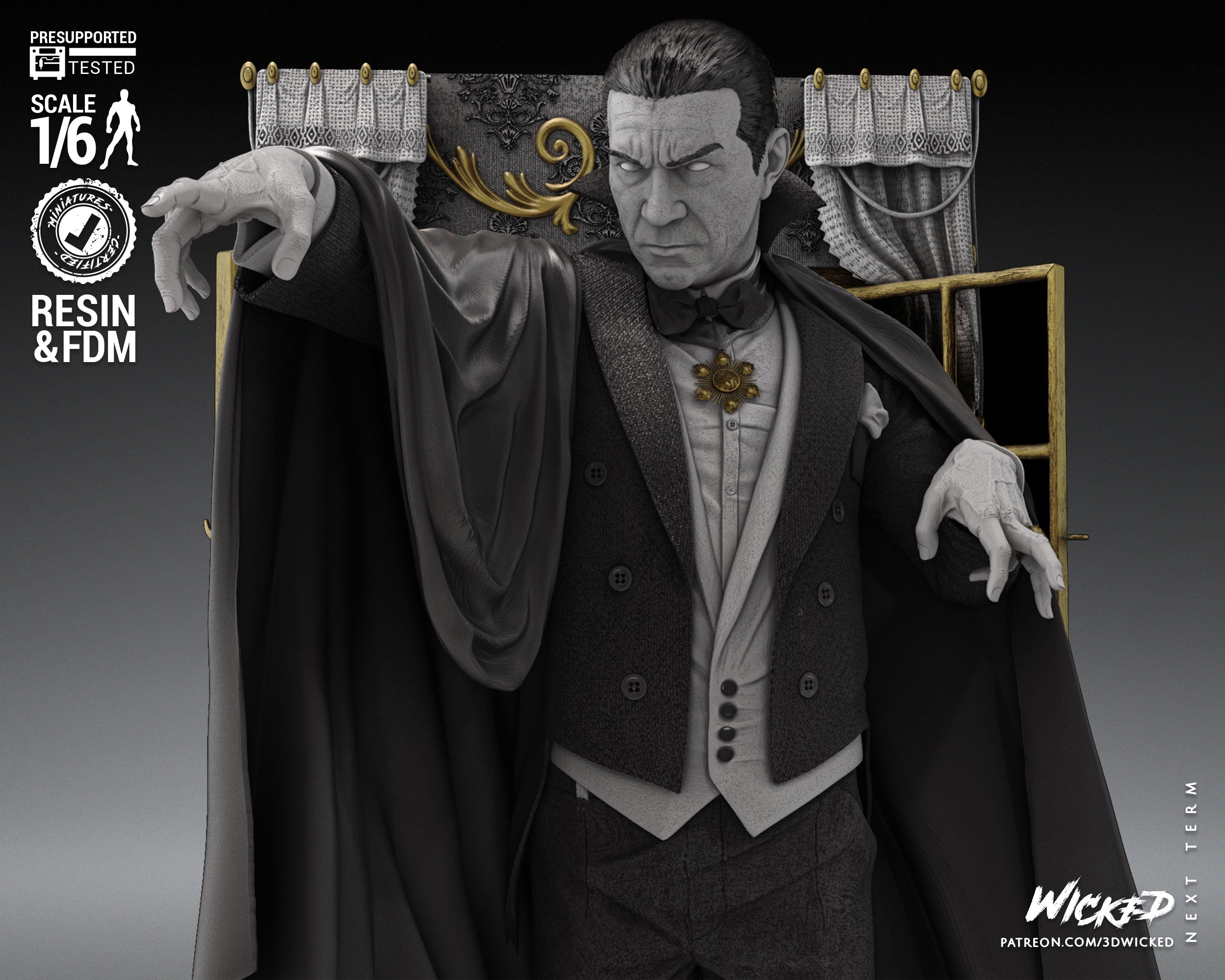 Dracula (Fan Art) Statue - 6 or 12 scale (360mm or 180mm) - 3D Print